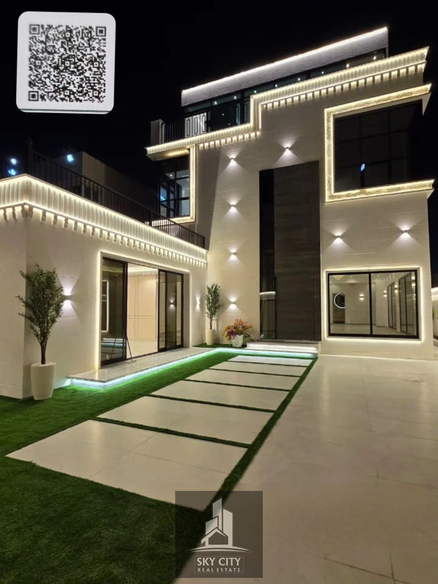 Al Rawda 5000 sq ft, centrally air-conditioned, ready-to-move-in villa with electricity, water, and air conditioning. Ground floor, first floor, and roof. Located near Sheikh Ammar Street with an external annex. Fully stone villa with super deluxe finishi