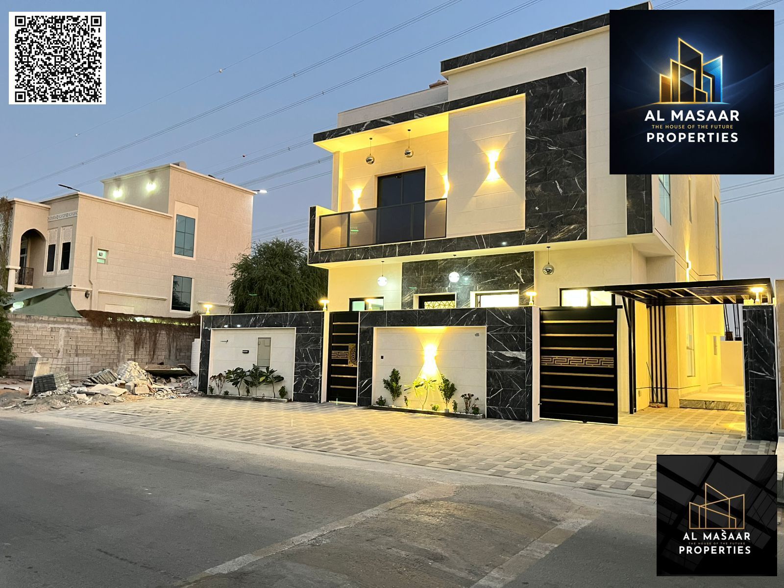 Your dream villa with water and electricity, next to the famous Al Jumaydiyah Park, at an attractive price (negotiable), directly behind services and