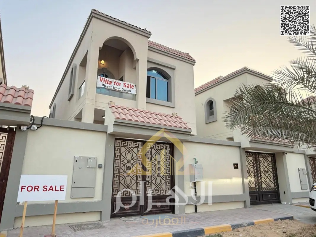 Villa for sale in Ajman at a bargain price, all fees included. Excellent location. Freehold ownership for life for all nationalities with bank financi