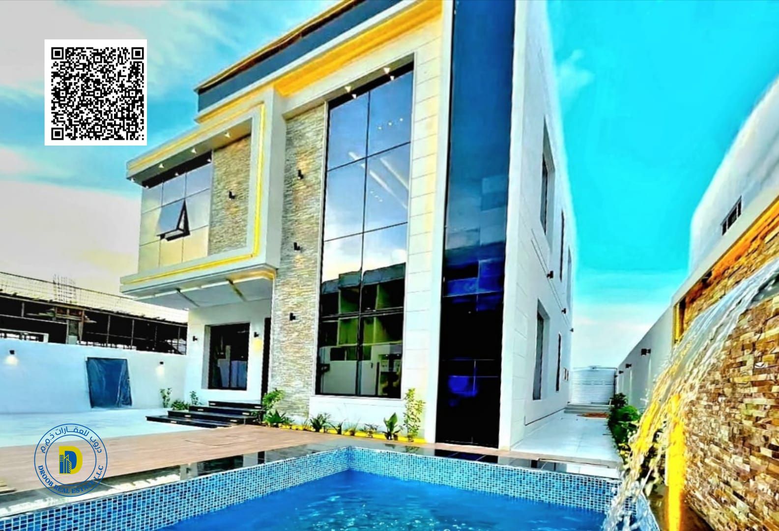 Strategically located in Al Yasmin, a luxurious villa with 3 bedrooms and a swimming pool, offering panoramic views that embody a sophisticated lifest