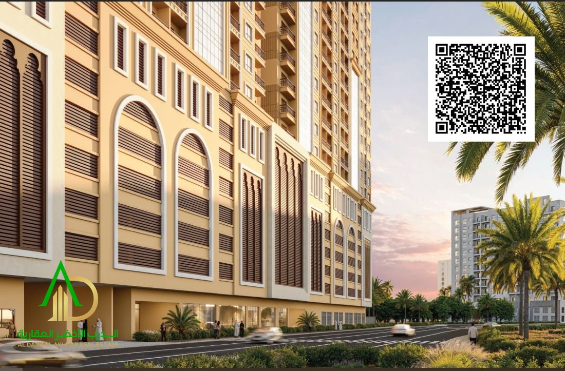 Freehold two-bedroom apartment with a living room in the Barjeel Tower A project, with spacious areas and various views of Ajman Creek and the city, c