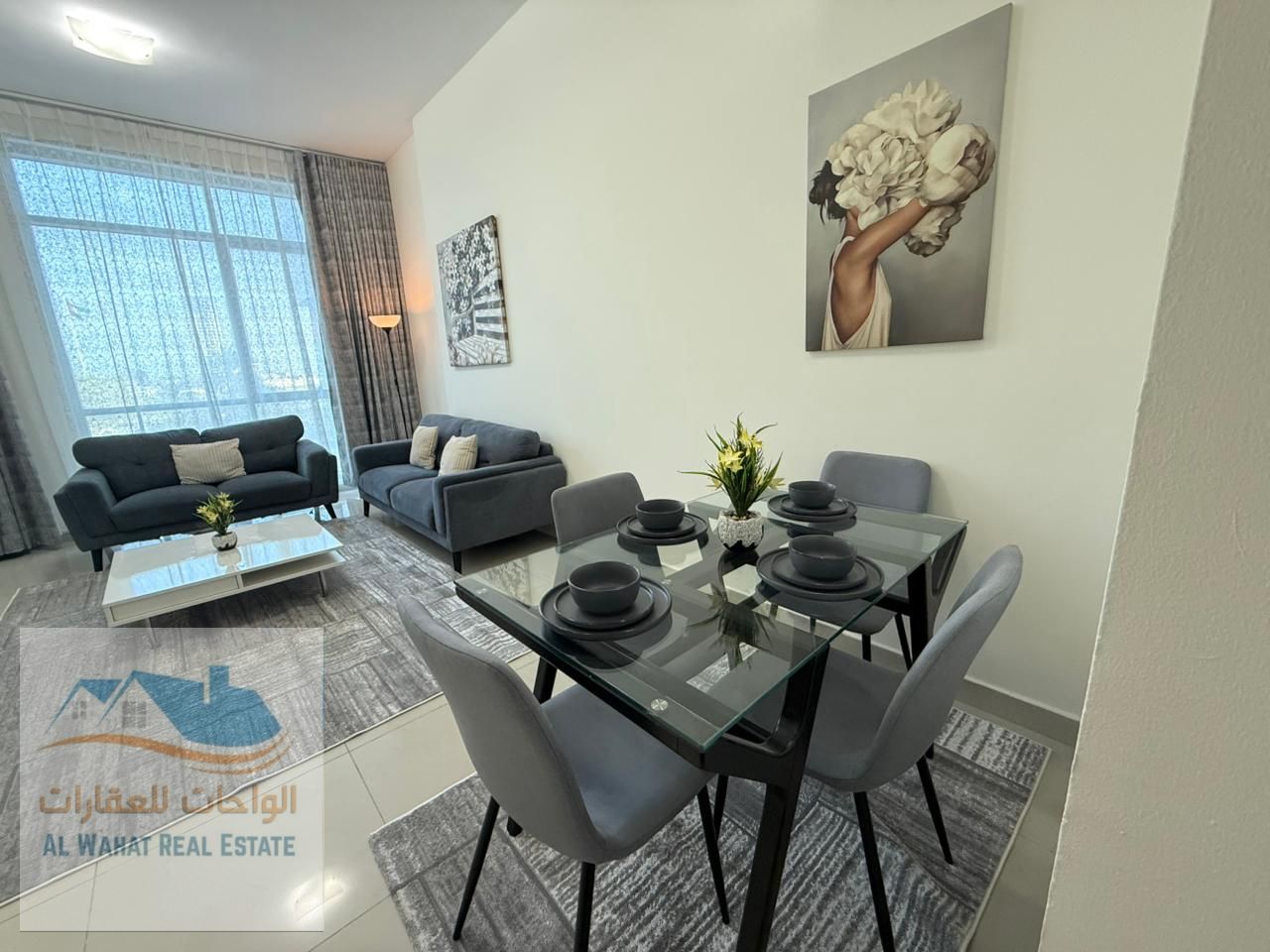 Furnished one-bedroom apartment with hotel-style furniture for monthly rent, sea view, in a prime location in Ajman. Price includes all bills, interne