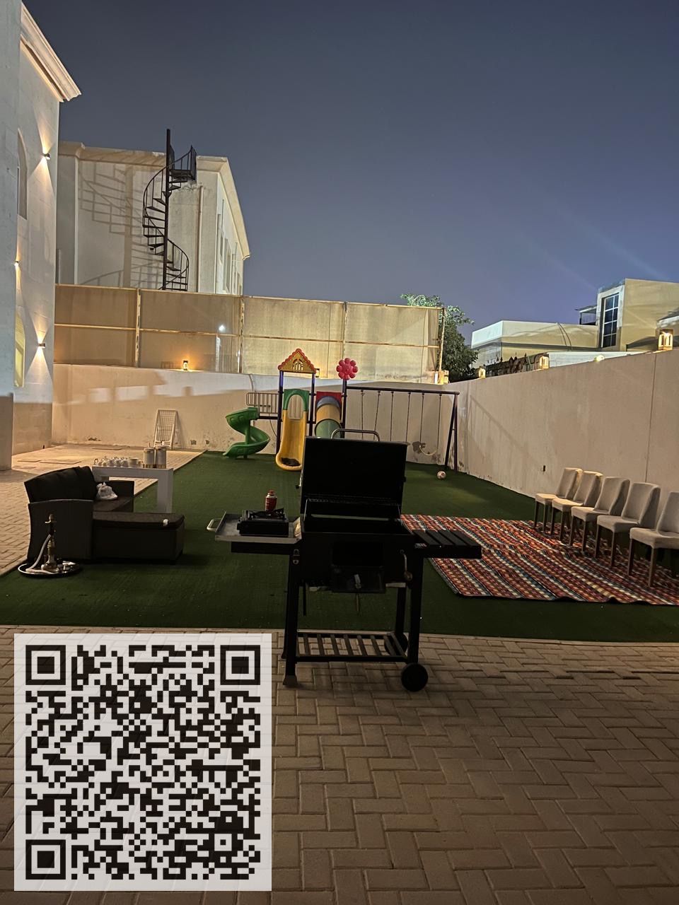 Large villa for rent in Ajman, fully furnished, stone-built with a garden.