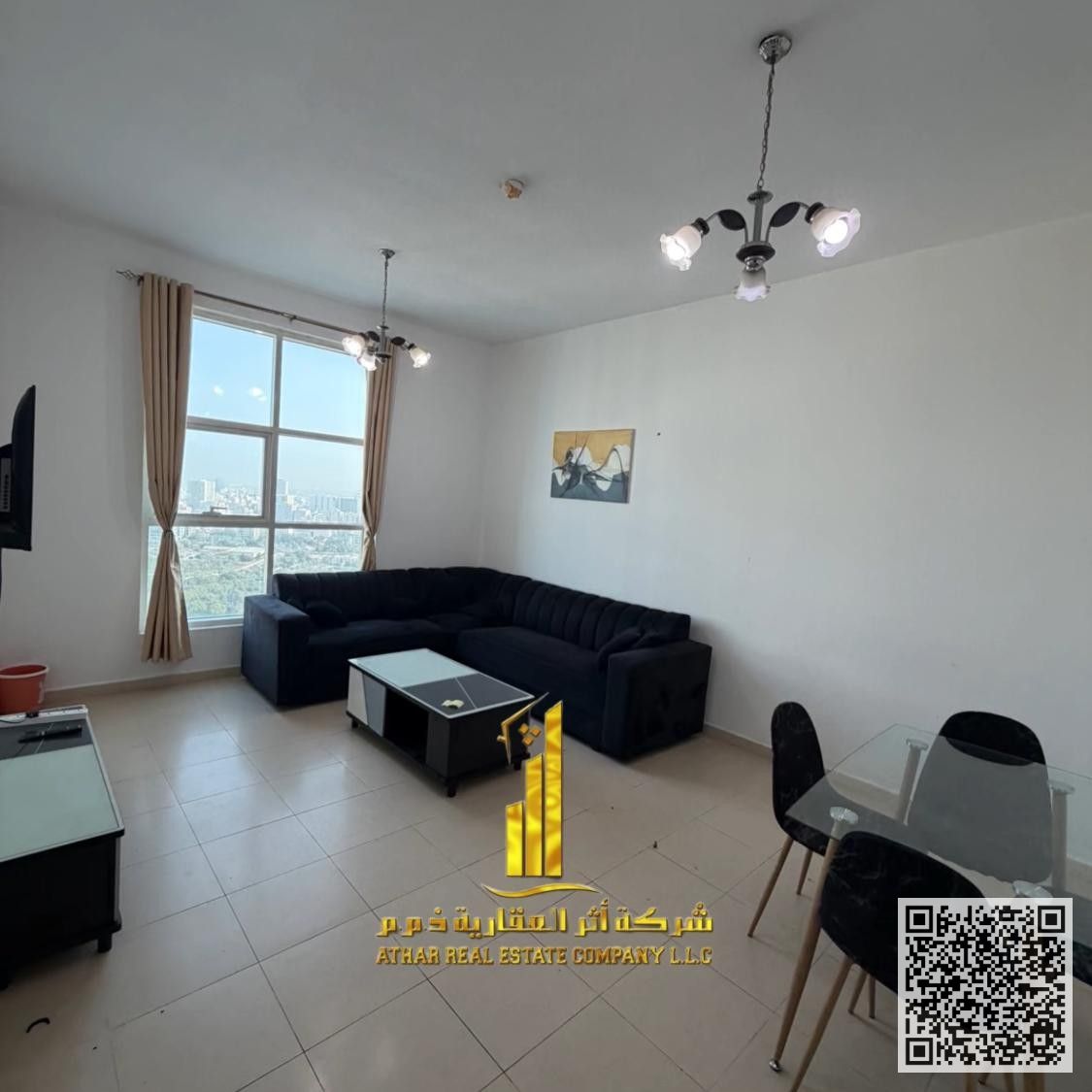 With an open view Fully furnished two-bedroom apartment with a living room for monthly rent in Ajman, Al Nuaimiya area. includes bills, and parking.