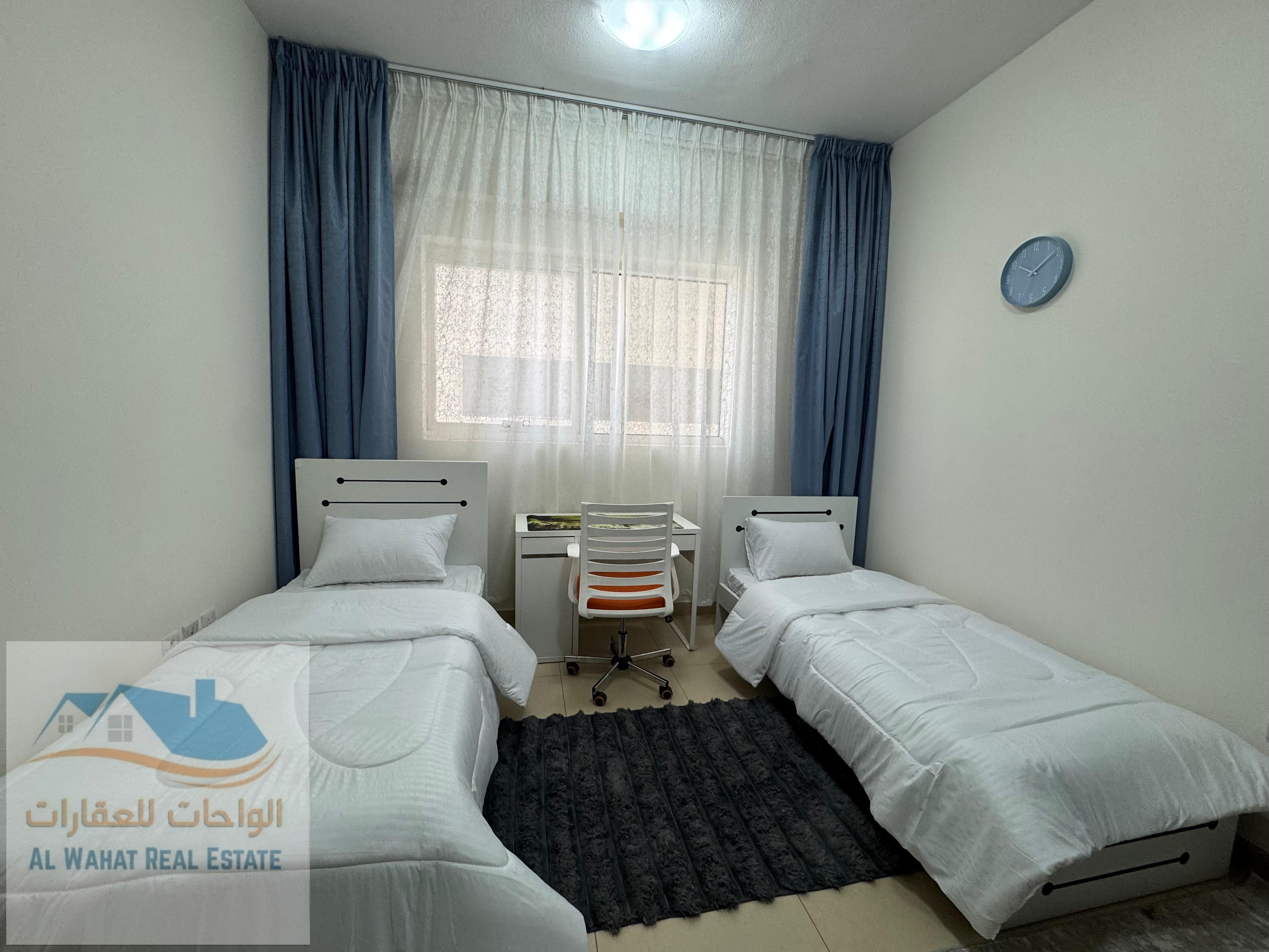 Two-bedroom apartments with a living room are now available for rent in Al Yasmin Towers. These spacious apartments offer a prime location, high-end f