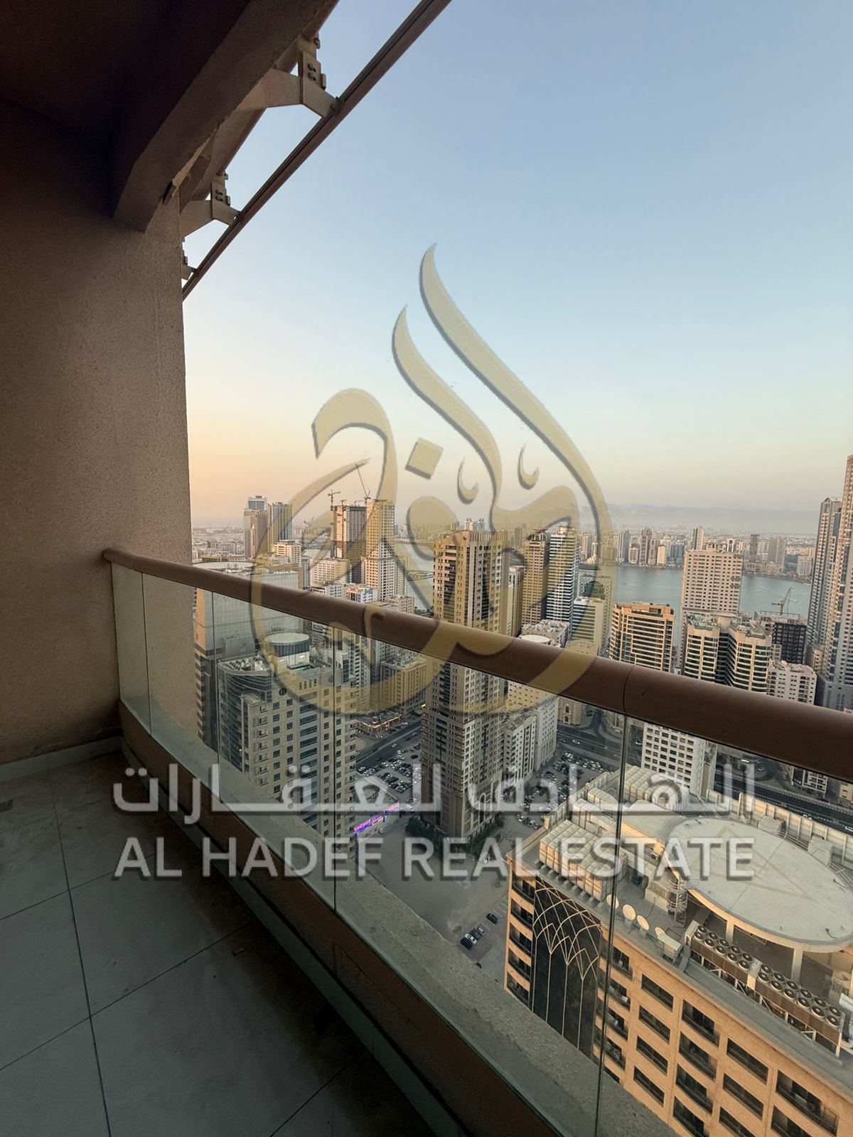 For rent in Al Qasba - Two bedrooms and a living room with a balcony - Full sea view - Air conditioning included - Private parking inside the tower -