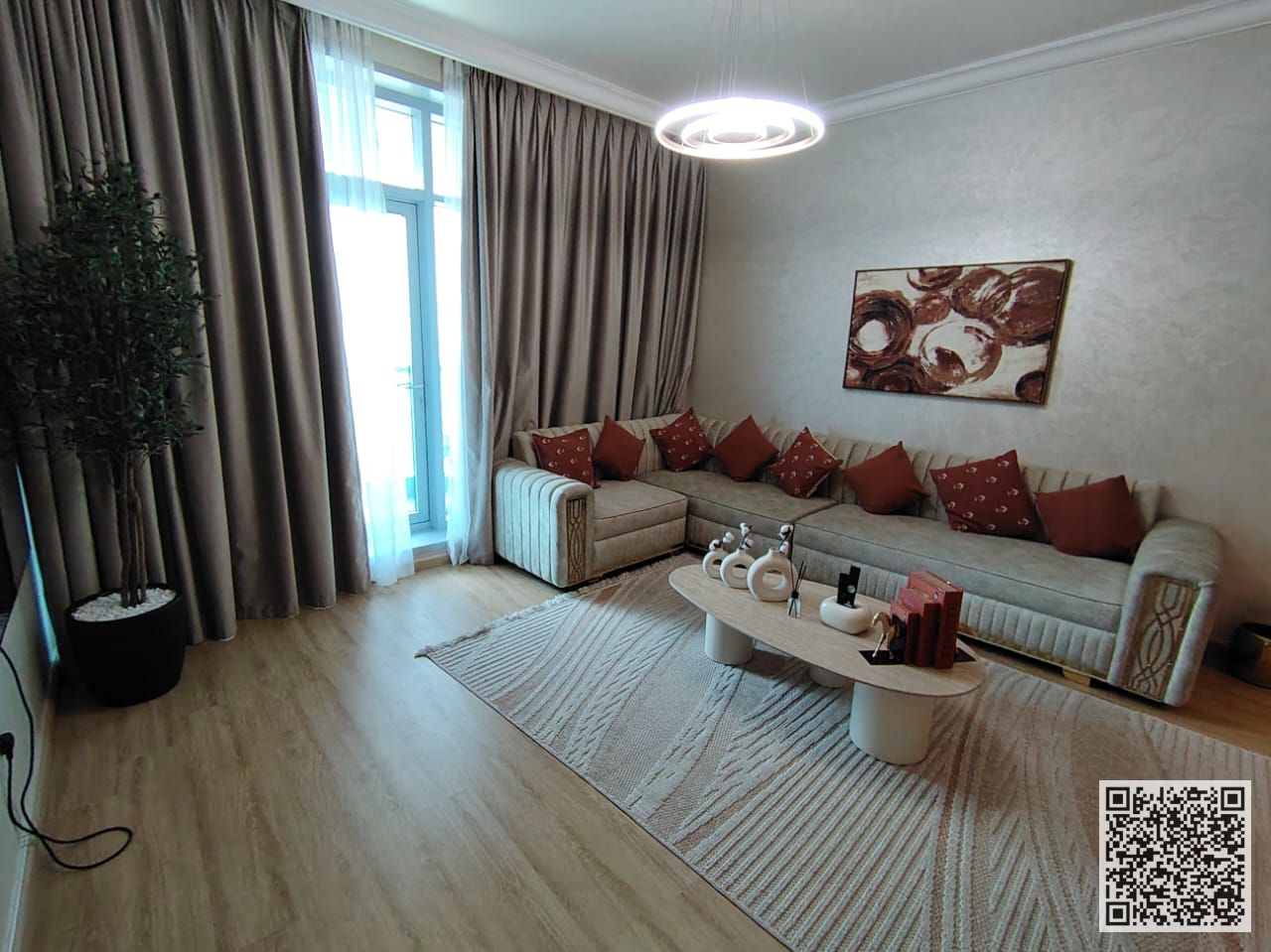 Luxury VIP Apartment Two bedrooms, living room, balcony with sea view, fully furnished, for monthly rent in Ajman Corniche Residence. Includes