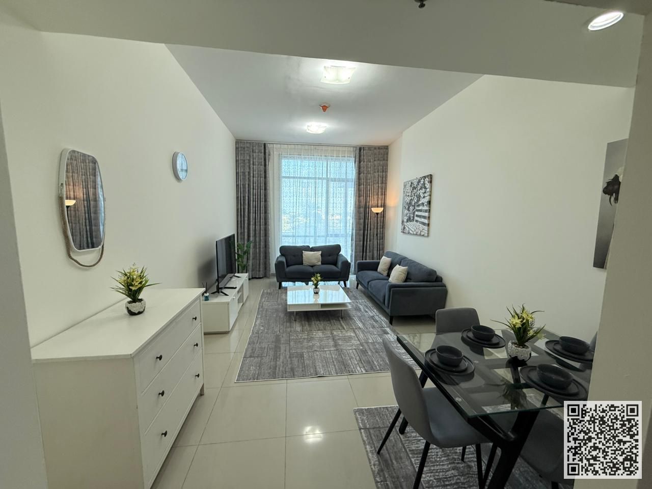 Luxury VIP apartment with a large area One bedroom and a living room with a full sea view for monthly rent on Ajman Corniche. Fully furnished