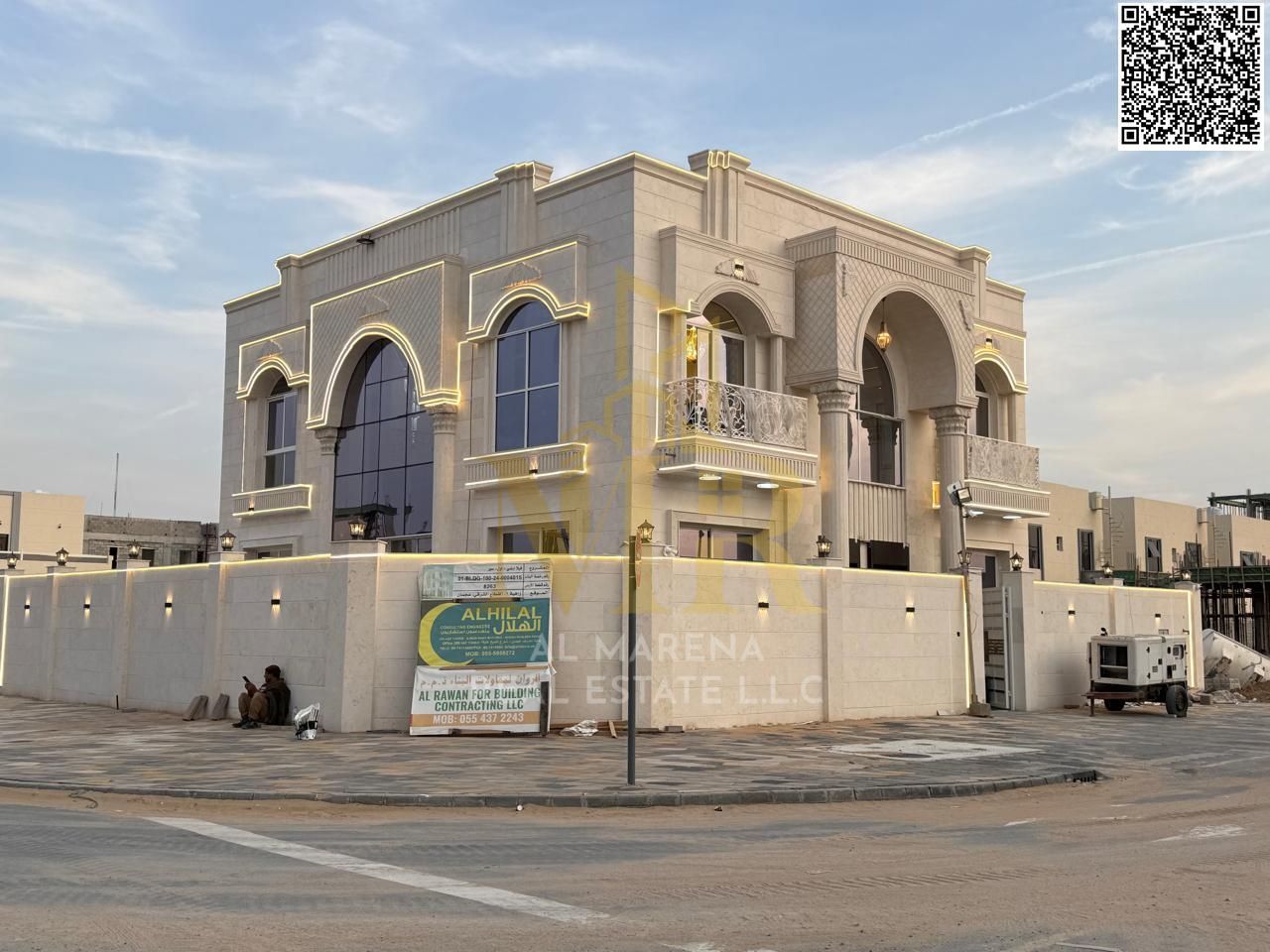 Luxury corner villa for sale in Al Zahia, 4 stone facades, private pool, high-end finishing, furnished and registration fees included