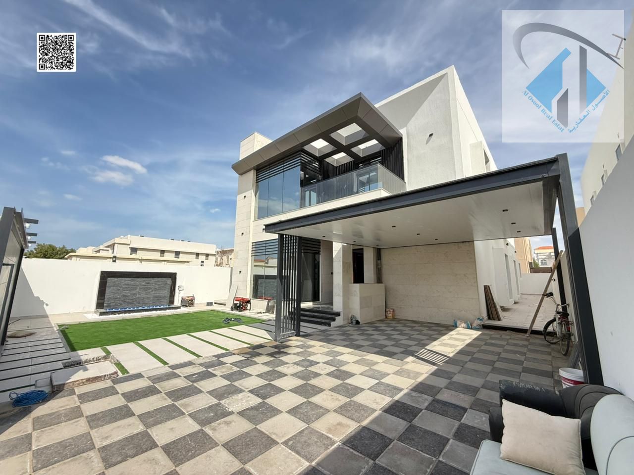 A beautifully designed luxury villa located next to Ajman Academy in Al Muwaihat 2 area, featuring luxurious finishes and spacious family living areas