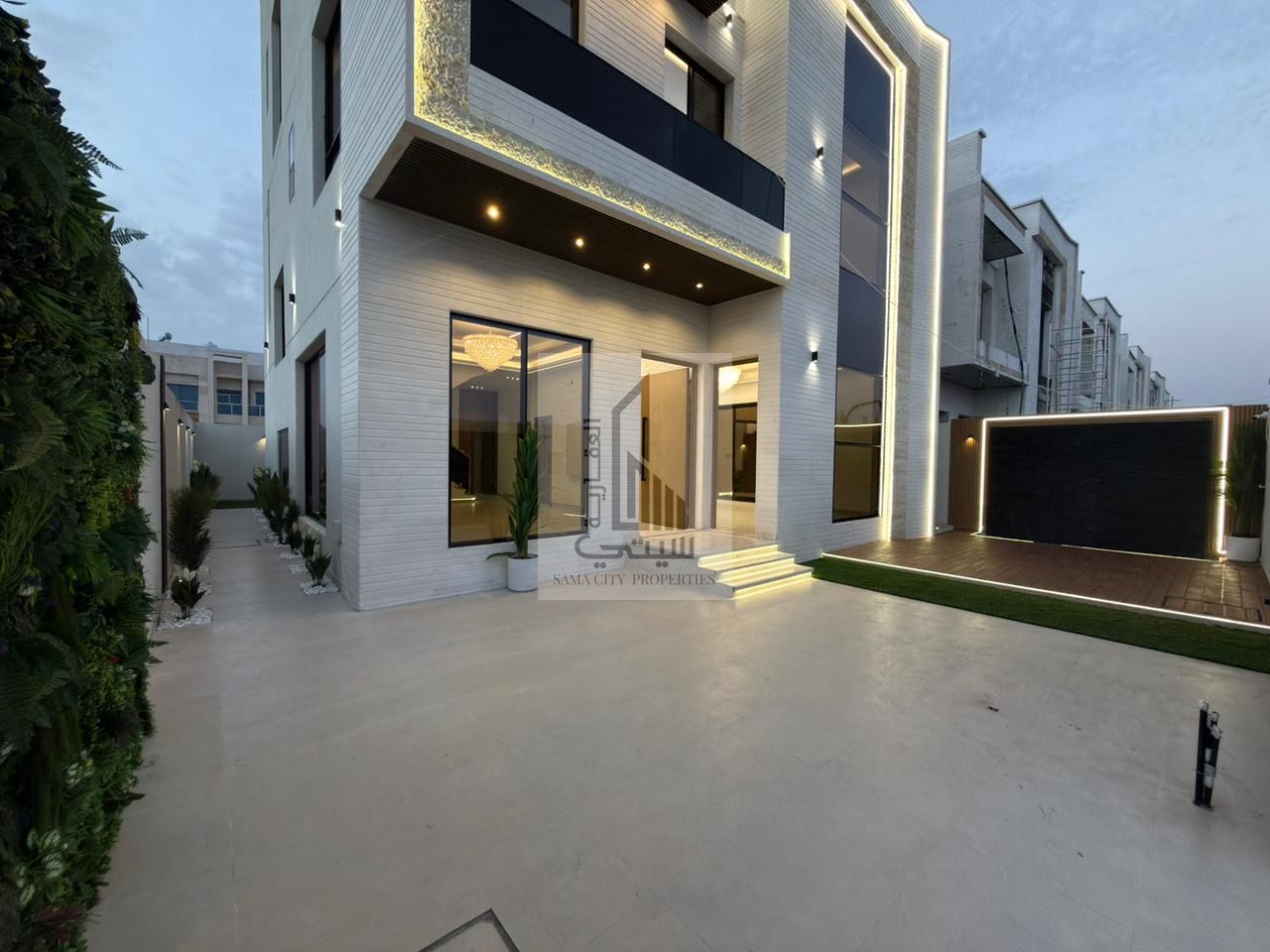 Luxury Modern Villa for Sale – Ajman Al Helio 2 5 Master Bedrooms Majlis Living Room Roof Terrace Maid's Room Directly on the main road Freehold for life for all nationalities Bank financing up to 25 years Ready to move in immediately Includes
