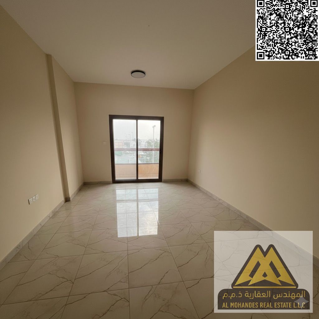 A brand-new one-bedroom apartment is available for annual rent in Al Jurf 3 Industrial, Ajman