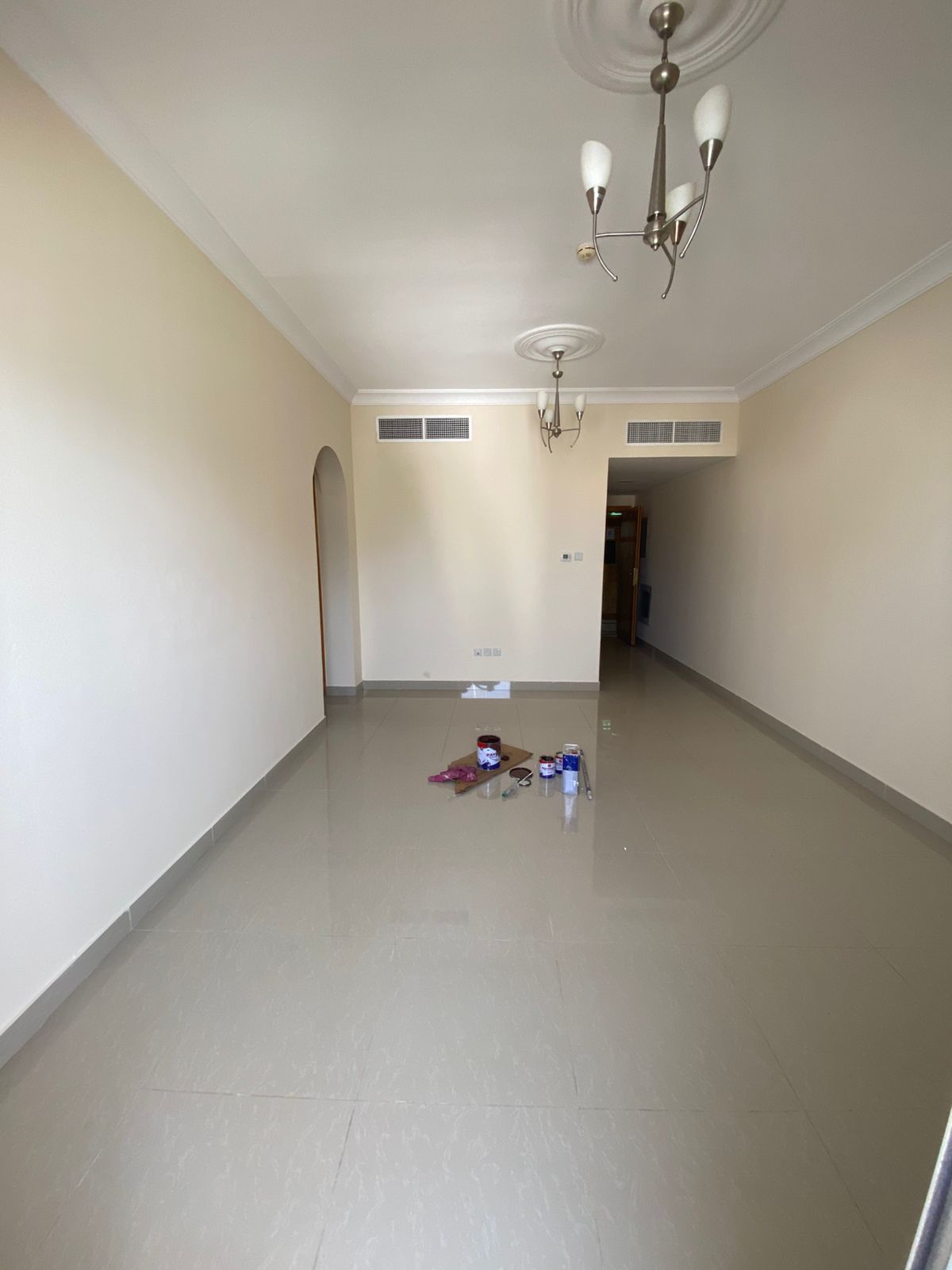 For rent in Budanq - opposite Mega Mall | Al Qasimia - 2 bedrooms + hall - 2 bathrooms - Balcony - Wall closets - Central AC