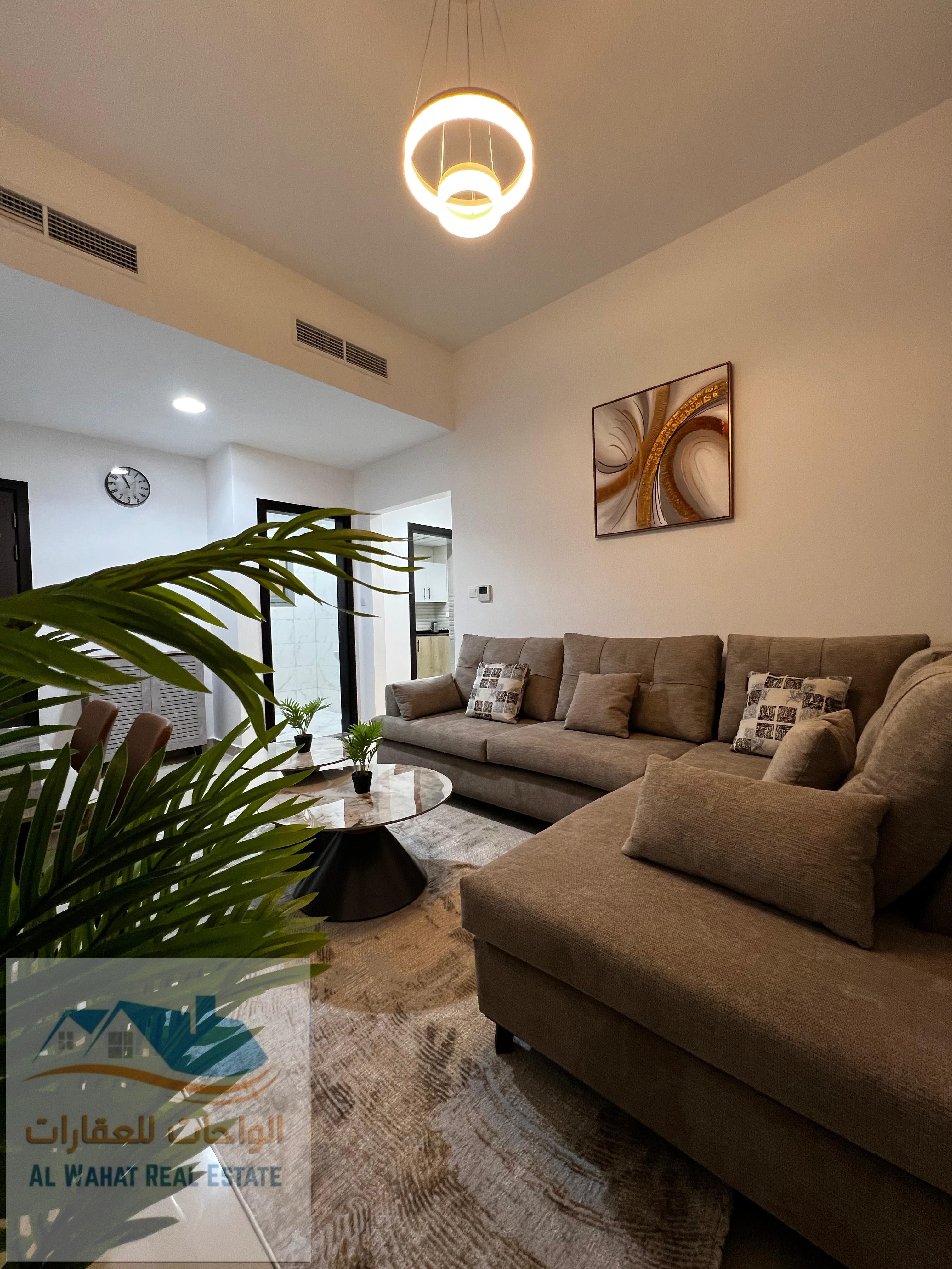 Furnished Apartments for Monthly Rent – VIP Furnishings Al Nuaimiya 1 / Kuwait Street One bedroom and living room furnished with VIP furnis
