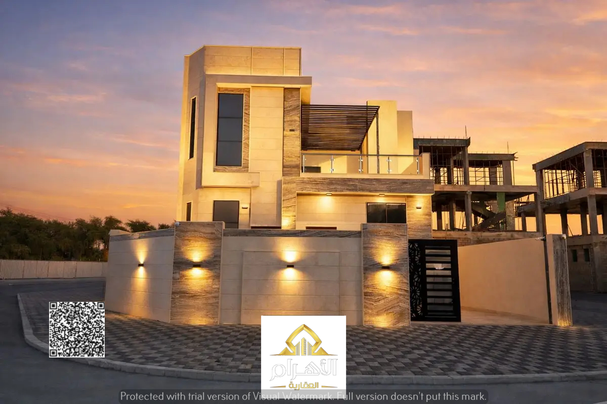 Corner villa, two floors and a roof, directly on Sheikh Mohammed Bin Zayed Road – freehold ownership in a prime investment location