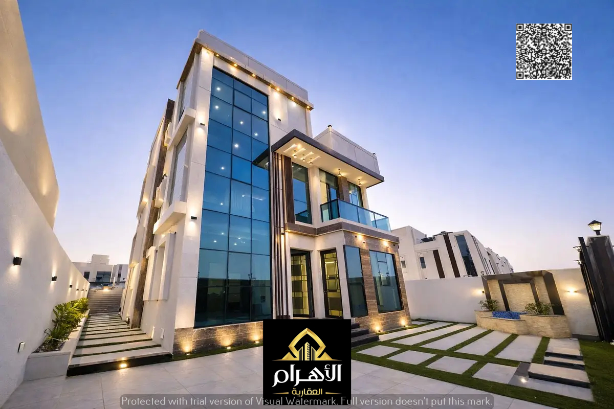 Luxury corner villa for sale in Al Bahia area, close to Al Zawraa Beach - ground floor, first floor and roof