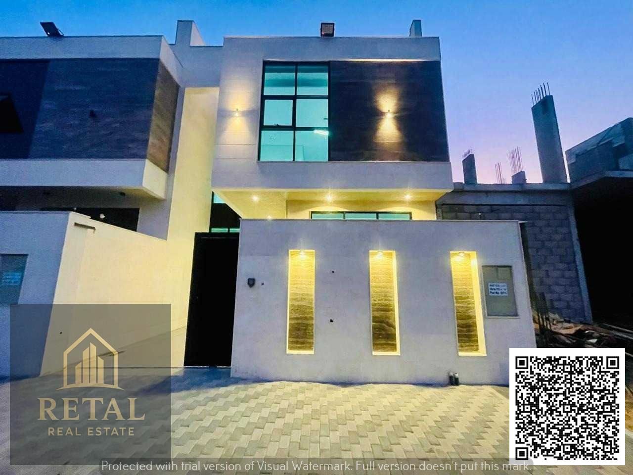 Townhouse for sale in Al Helio 2 Ajman 5 master bedrooms stone facade large built up area rooftop seating including registration fees
