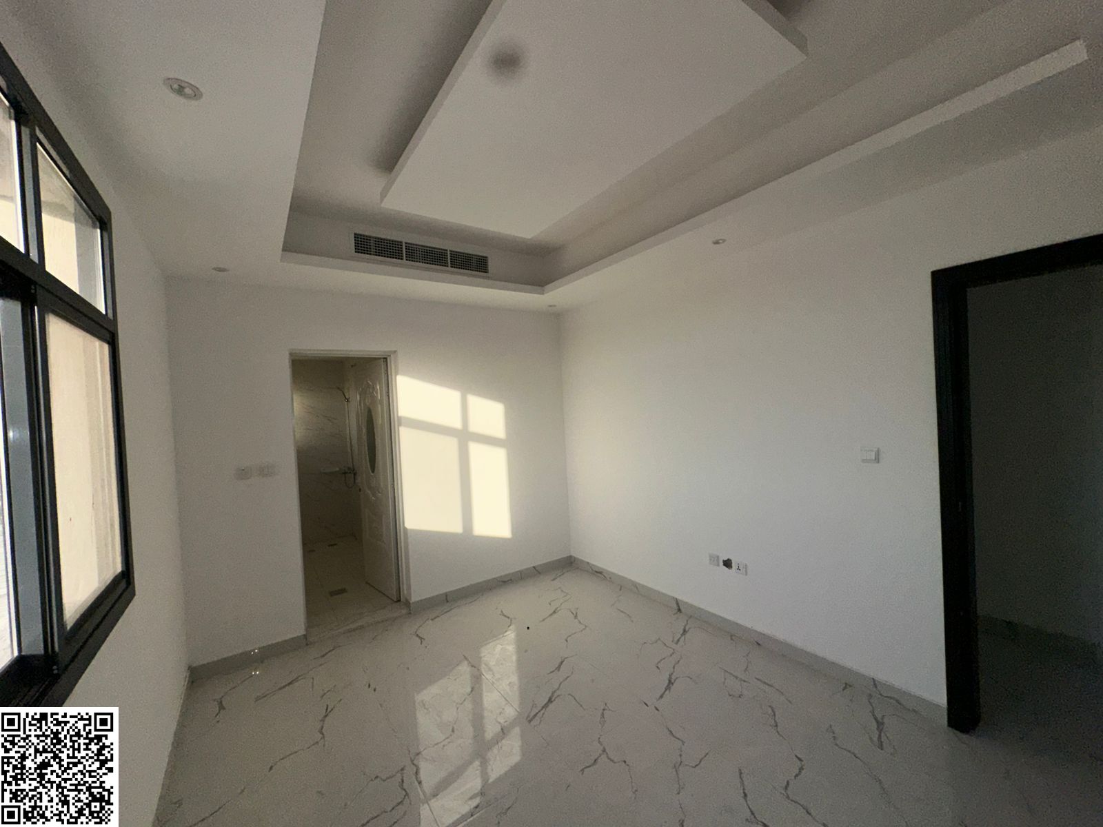 Two bedrooms, a living room, and three bathrooms. First occupancy. Located in Al-Aliya on Mohammed Bin Zayed Street.