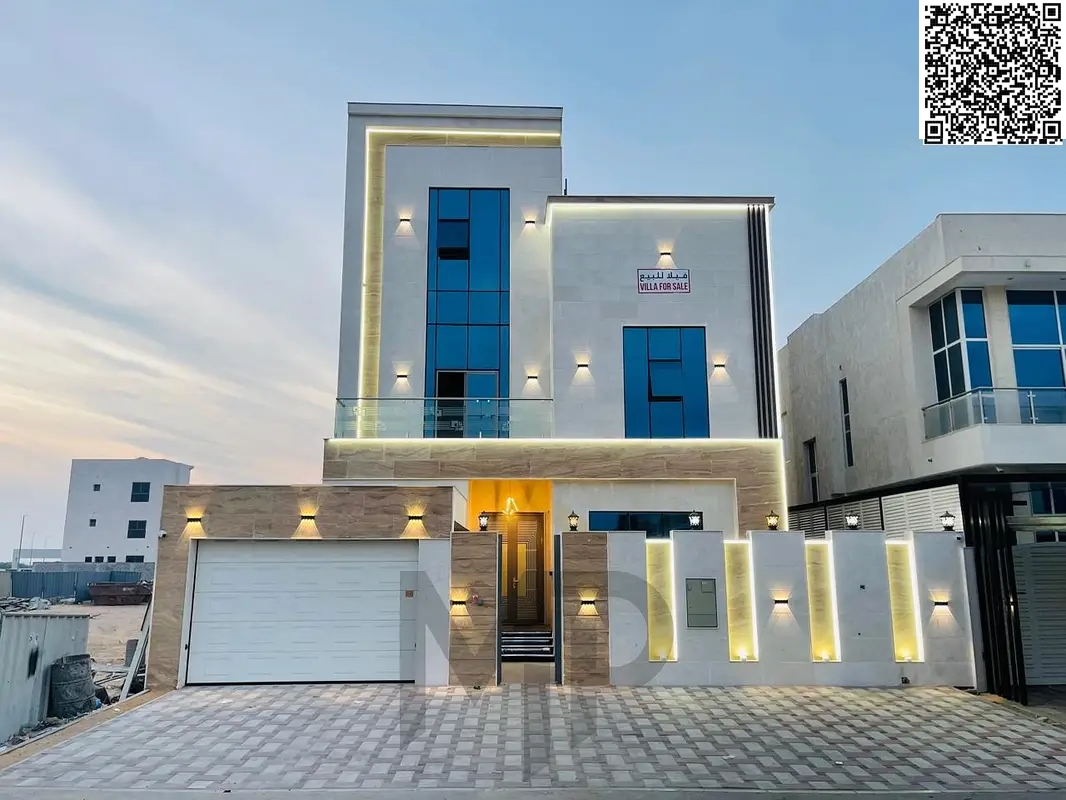 A beautifully designed luxury villa located next to the Chinese Market in Ajman, in the Al Bahia area, featuring luxurious finishes and spacious famil