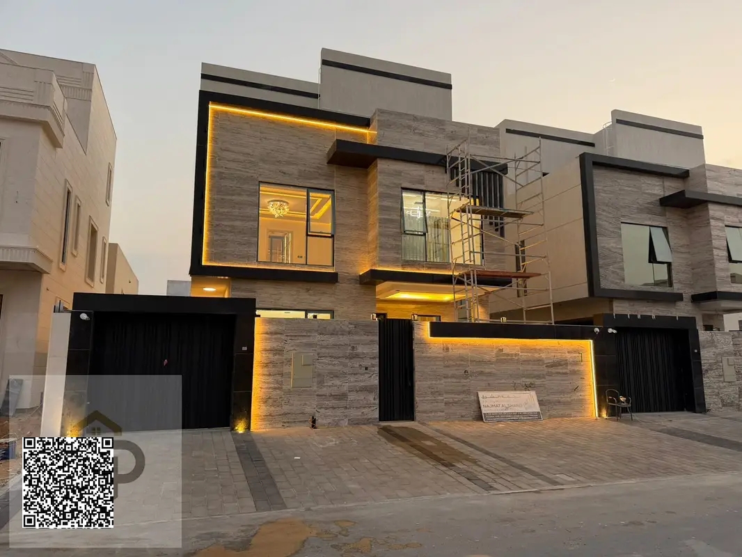 Luxury villa for sale – Al Yasmin, Ajman. Freehold for all nationalities, including fees and air conditioning.