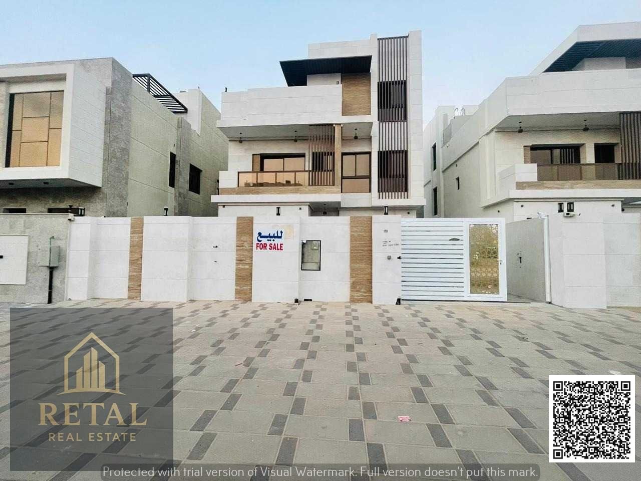 Luxury Villa for Sale in Al Bahya on Asphalt Road, 3 Floors, 5 Master Bedrooms, Central AC, Registration Included
