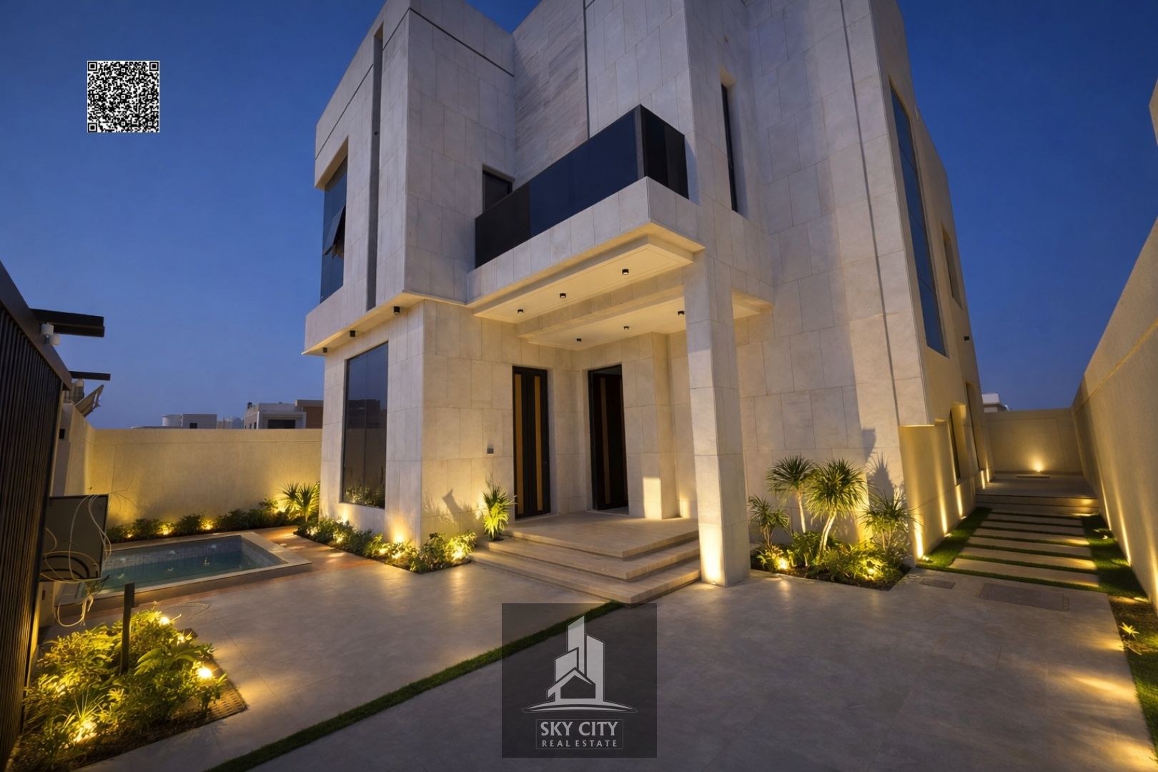 4 rooms with a pool, custom finishing, registration fees included, directly opposite a mosque