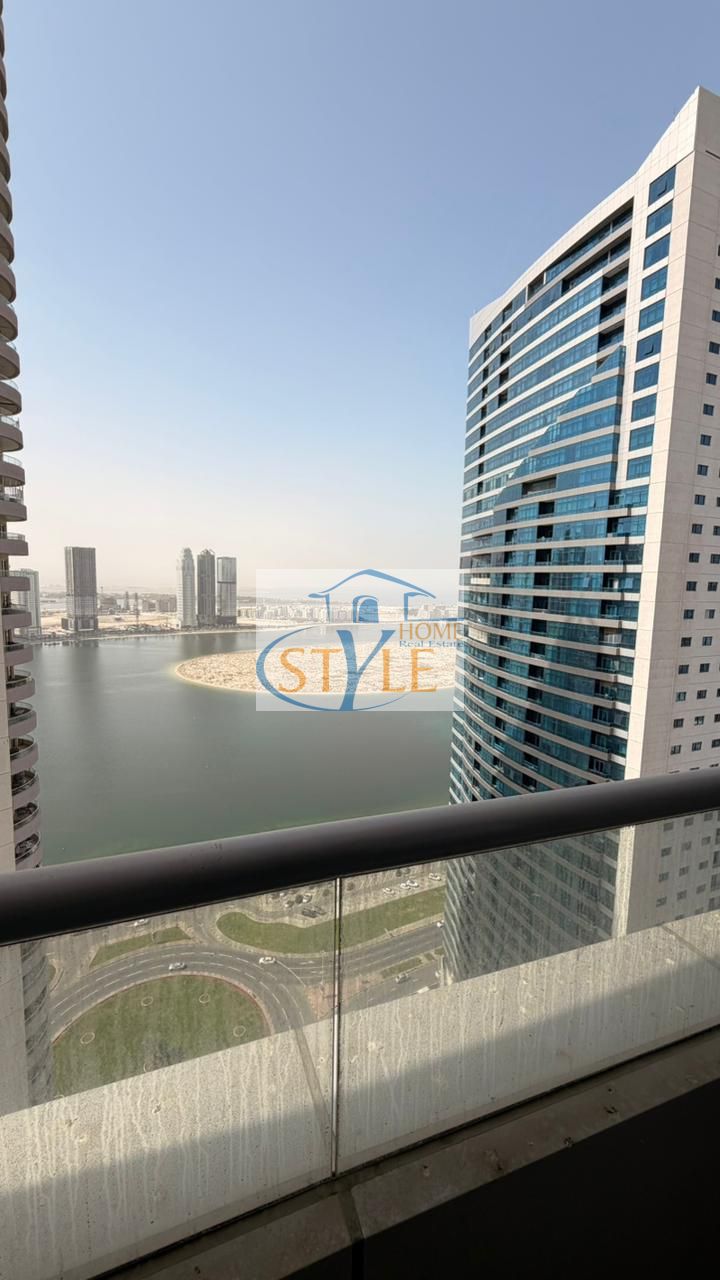 An apartment in Al Khan featuring a direct view of Al Khan Lake and another view of Al Qasba Canal.