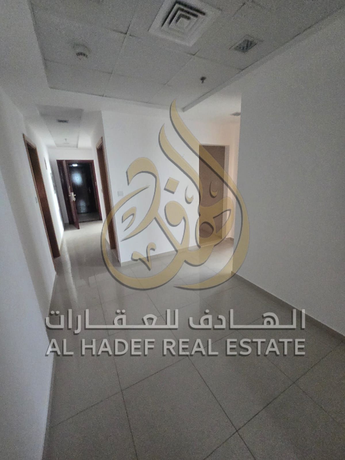 For annual rent in Al Khan: two bedrooms and a living room, with a maid's room and a storage room. All rooms are master with a balcony and built-in wa