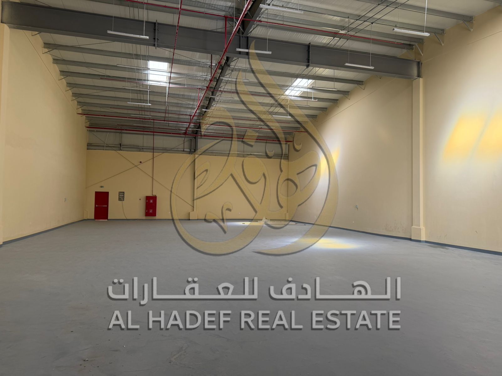 A fully equipped 6000 sq ft office with a private bathroom is available in the Al Sajaa area, in a prime location on Street 36, with easy access to Em