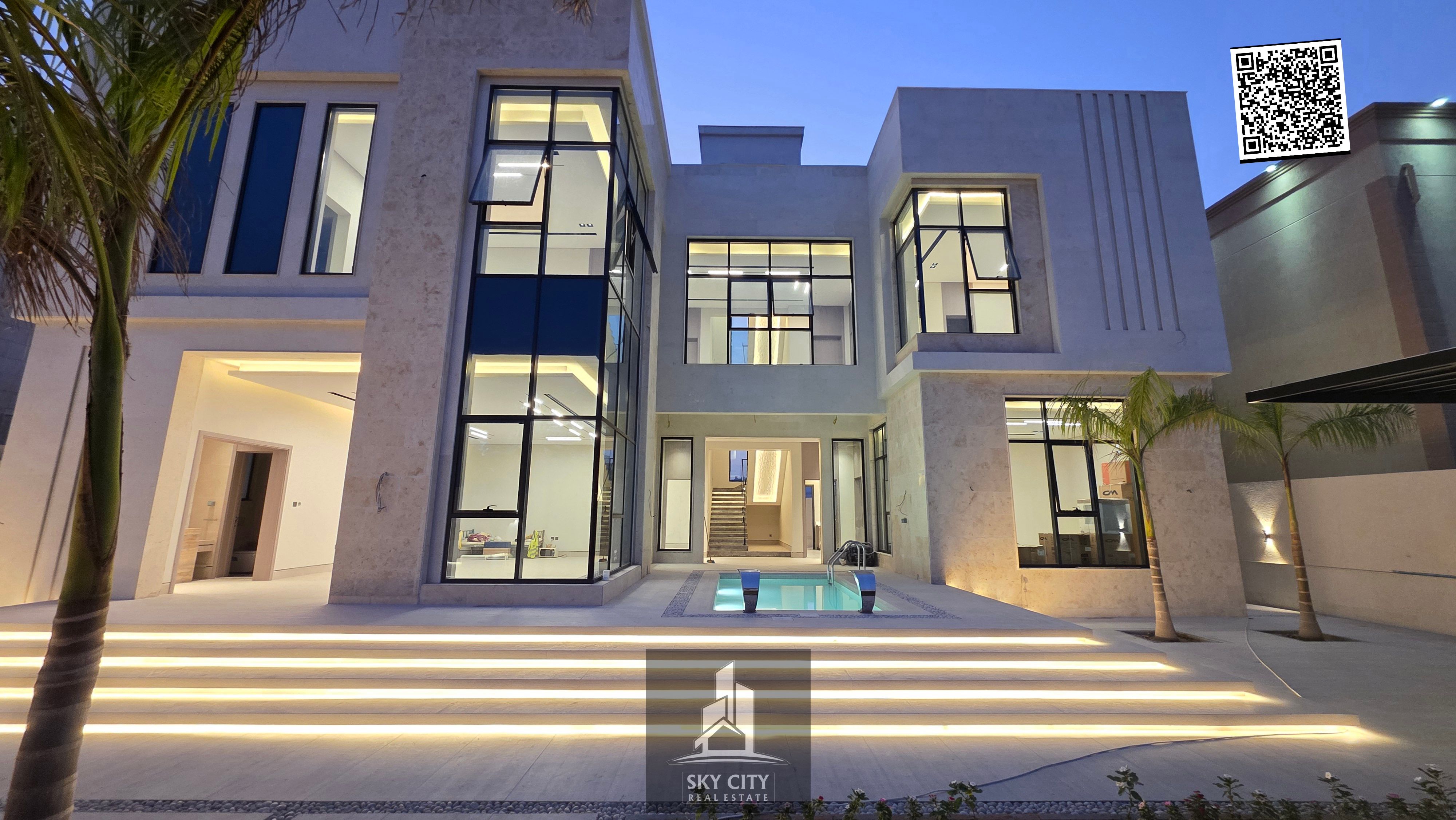 Famous and luxurious private swimming pool in Ajman, ready for electricity and air conditioning.