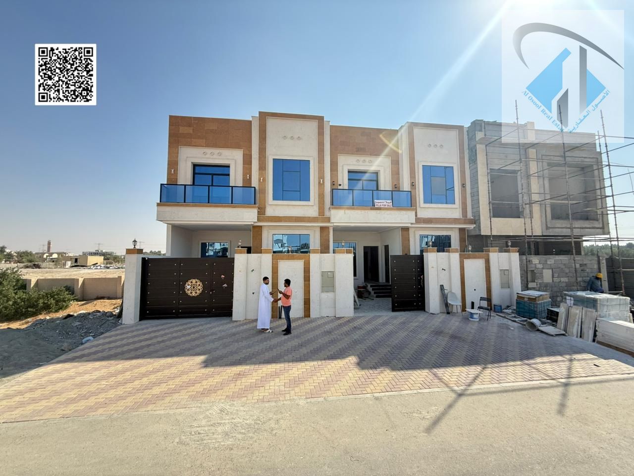 Villa for sale with monthly installments starting from 5000 dirhams per month, freehold ownership.