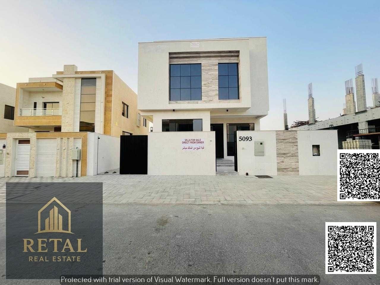 Modern luxury villa for sale in Al Yasmin Ajman with 5 spacious bedrooms, large majlis, open living area, great location near schools and services,