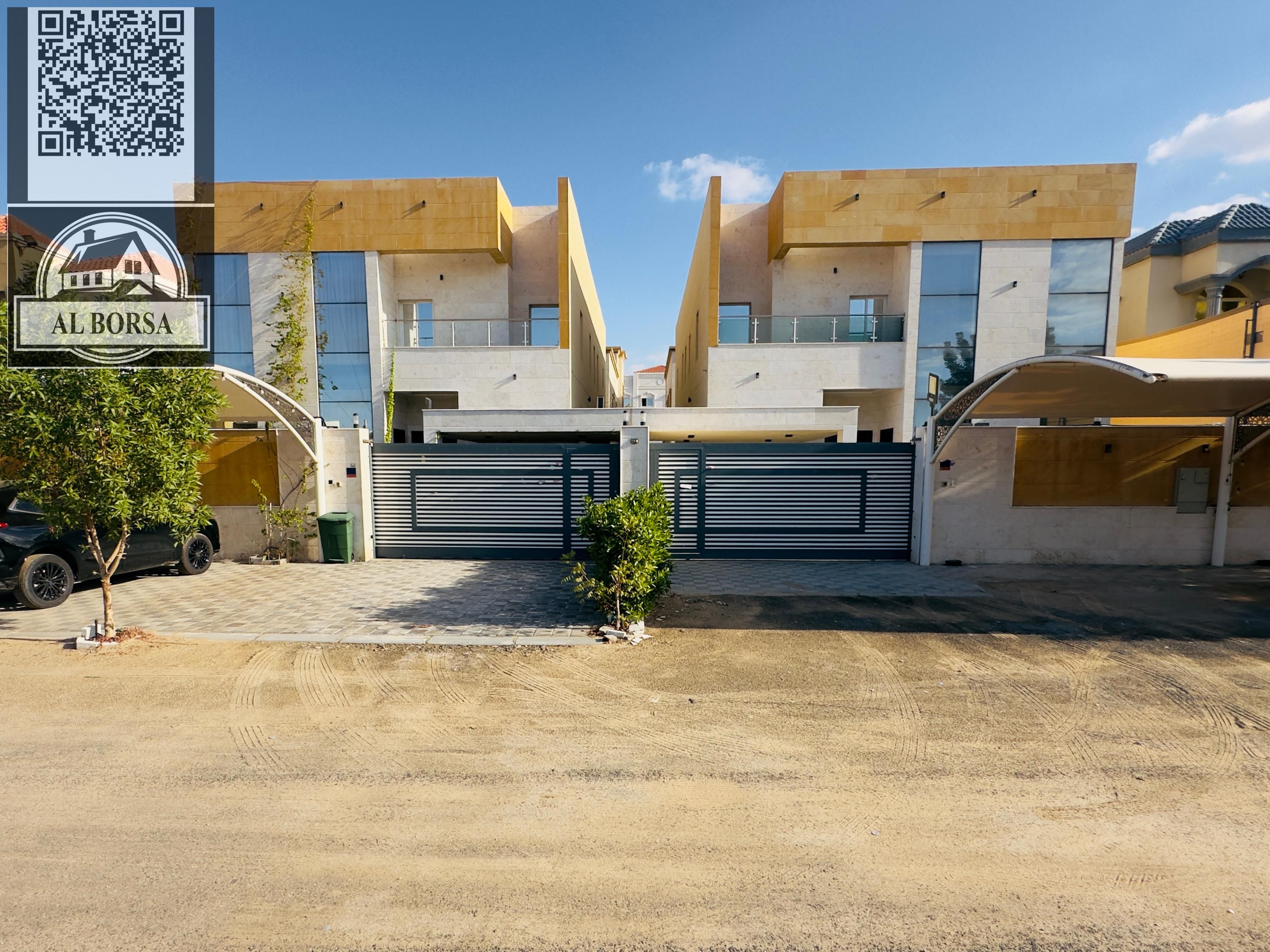 For sale or rent: Villa in Al Muwaihat 3, modern design, 5 bedrooms, 2 living rooms, 2 kitchens, maid's room, central air conditioning, 5000 sq ft,