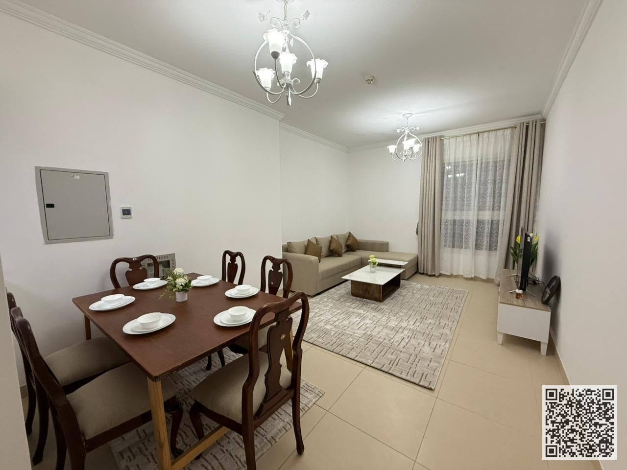 Luxury apartment for monthly rent, one bedroom and a hall with an open view, fully furnished with elegant furniture and a fully equipped kitchen