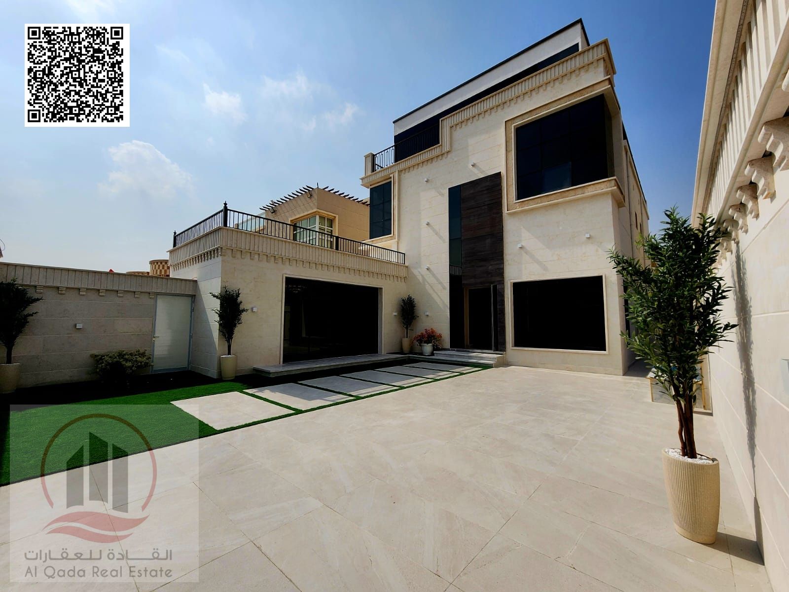 Villa for sale in Al Rawda 3, including electricity, water, and air conditioning. The villa consists of 5 master bedrooms, 2 living rooms, a maid's ro
