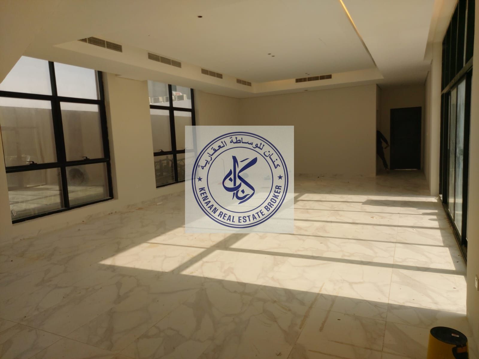 A villa in Al-Adhba (formerly Wadi Al-Shabak), one year old, two stories, modern steel construction, consisting of 5 master bedrooms, a living room, a