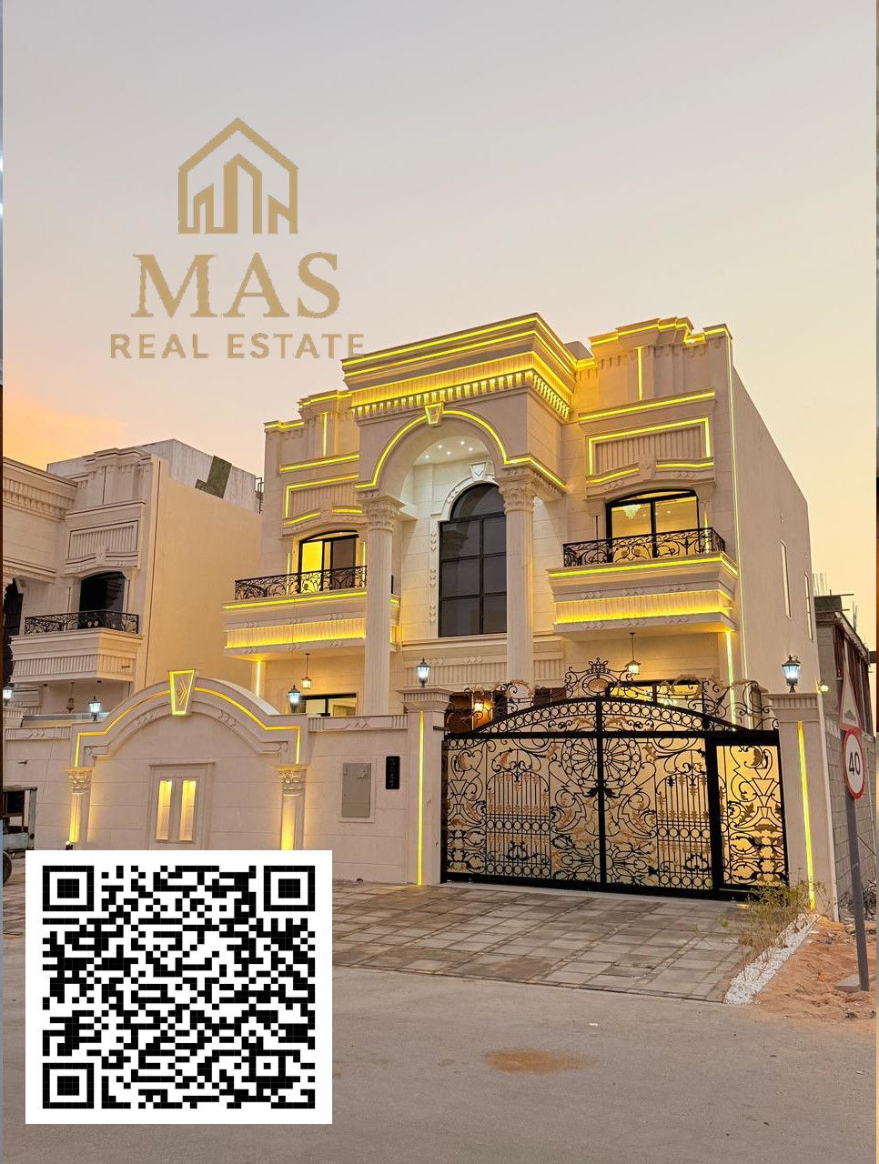 One of the most luxurious villas in Ajman, a classic villa for sale in a very prime location close to all services. The price includes registration, o