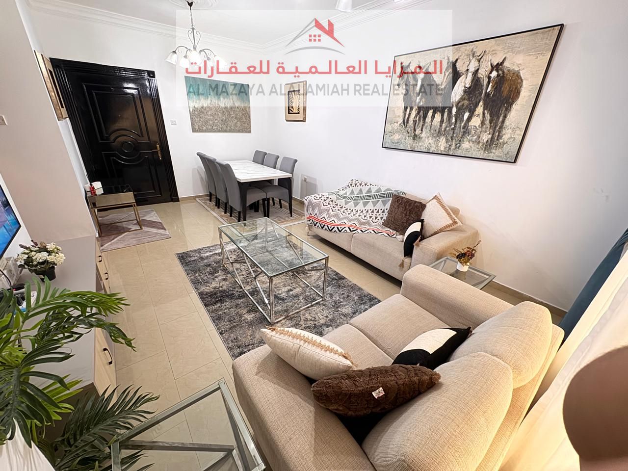 For monthly rent - fully furnished one-bedroom apartment with hotel furniture - Sharjah - Al Taawun - with internet