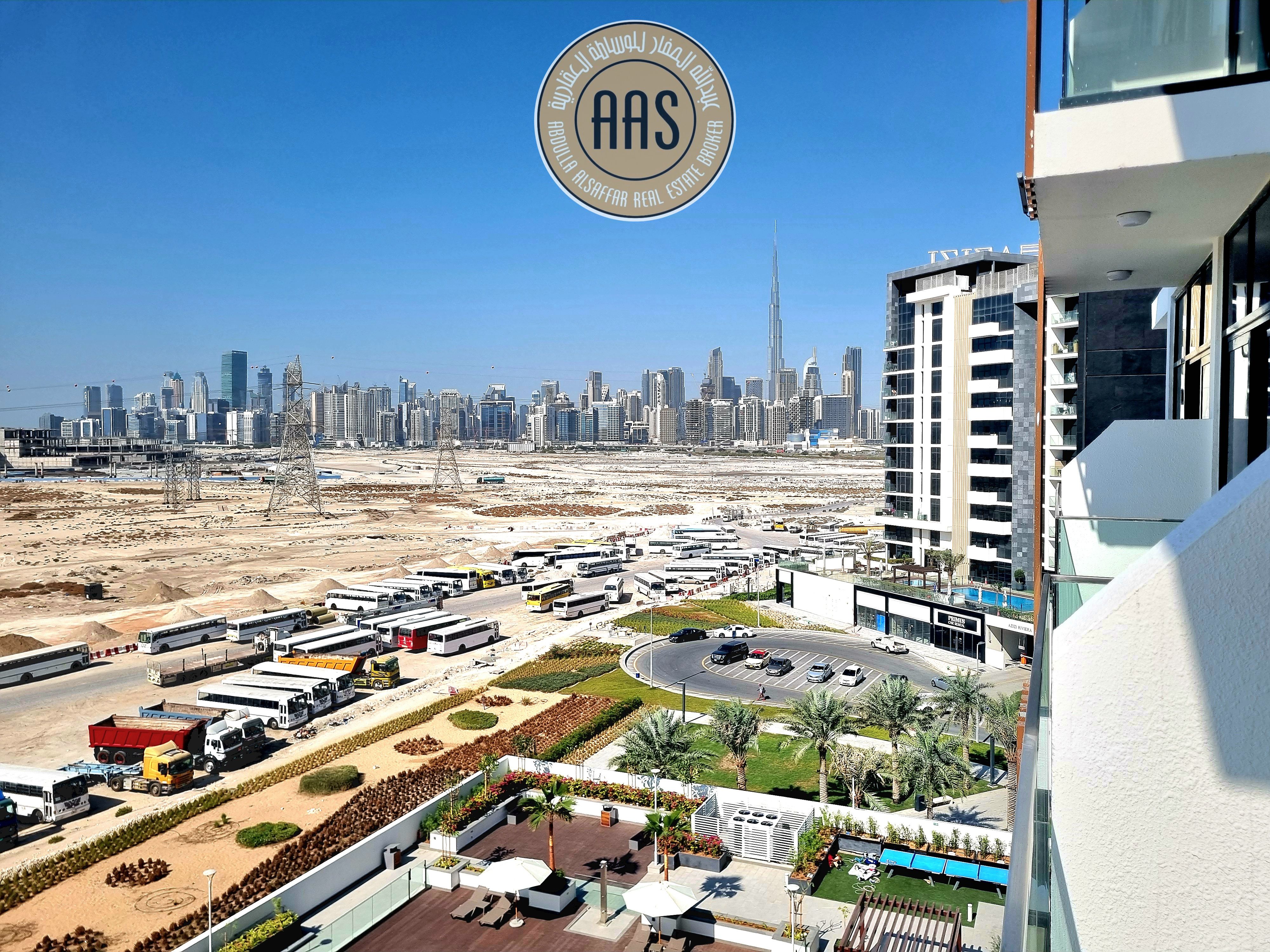 Studio for Rent in Azizi Riviera – Burj Khalifa & Pool Views | Chiller Free