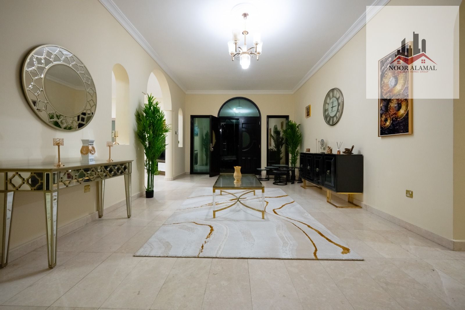 Sharjah, Al Sharqan Villa, fully furnished to hotel standards for those seeking luxury. Three bedrooms, a maid's room, two spacious reception areas