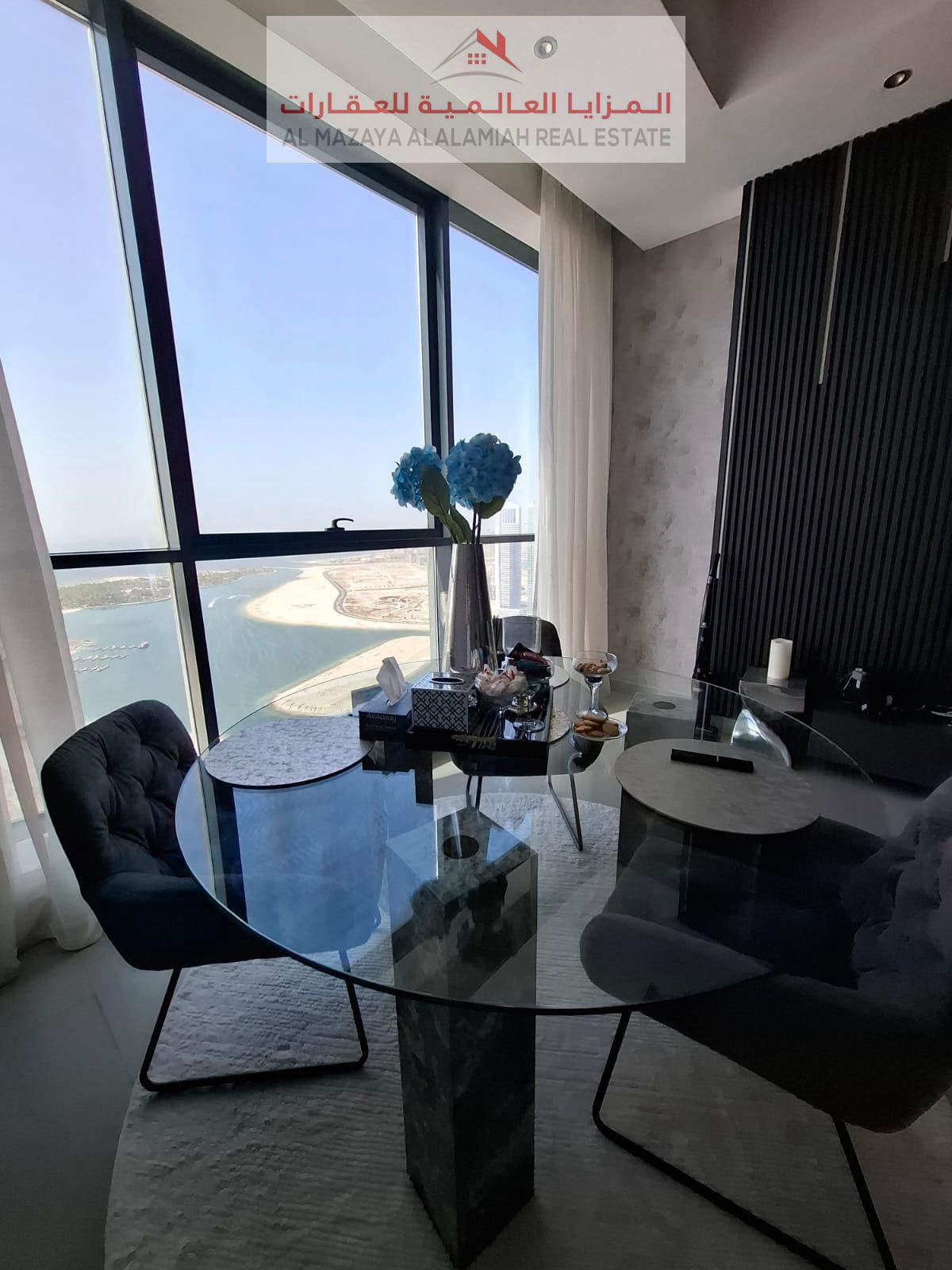 Monthly rent, furnished - Sea View, Sharjah, La Plage, super deluxe. Electricity and internet included