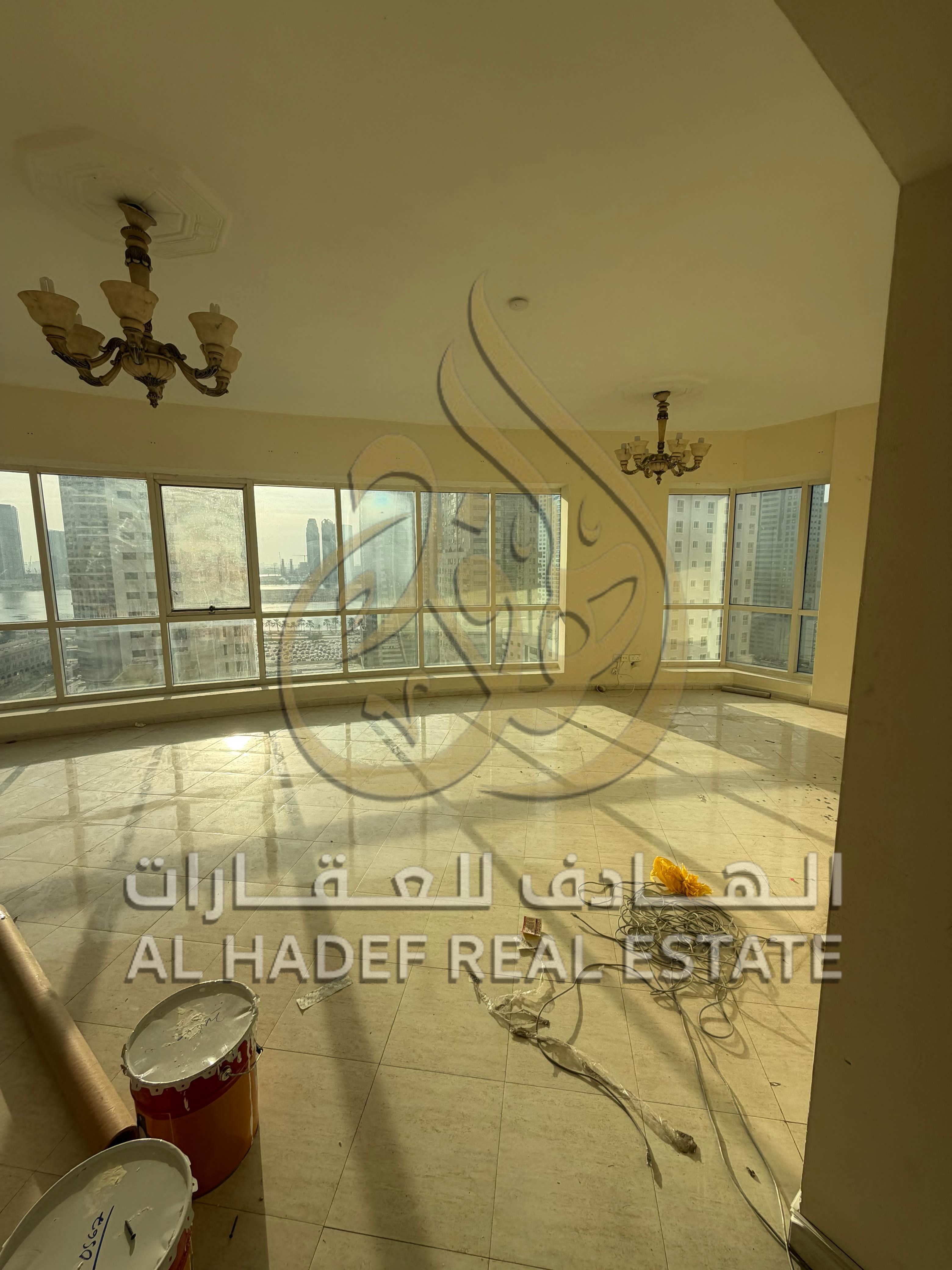 For rent in Al Khan - 2 bedrooms and a living room - Easy access to Dubai exit - Free AC - Gym and swimming pool - One month free - Free maintenance