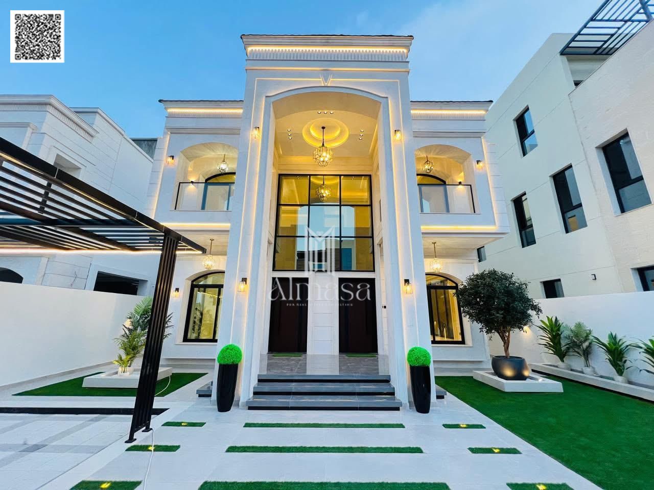 A rare opportunity to own a luxurious villa from the most prestigious villas in Ajman, located directly on the main street, with an elegant design and