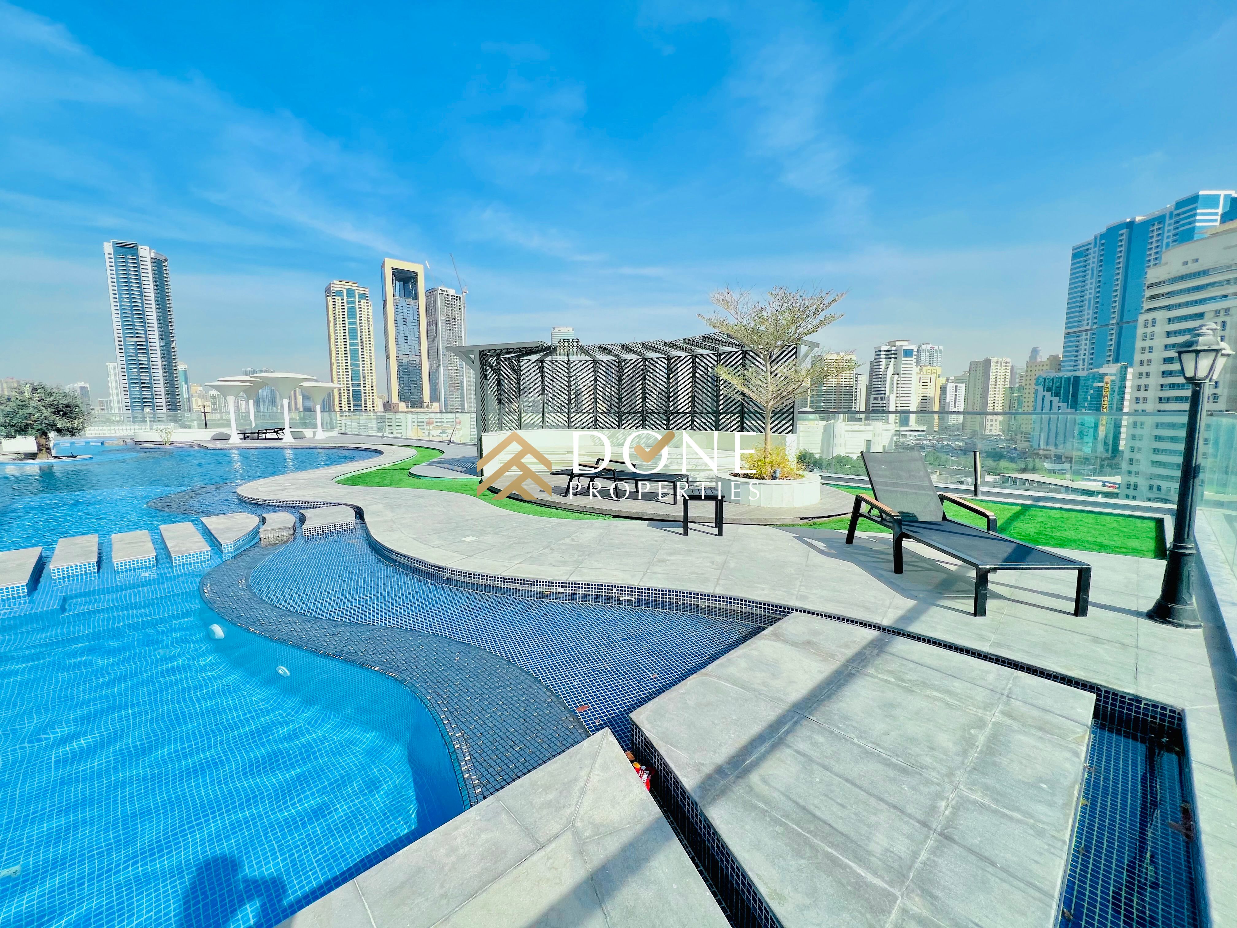 LUXURIOUS ELEGANT FINISHING 5BR PENTHOUSE . BREATHTAKING SEA VIEW. CLOSE TO MAMZAR BEACH Gym Pool