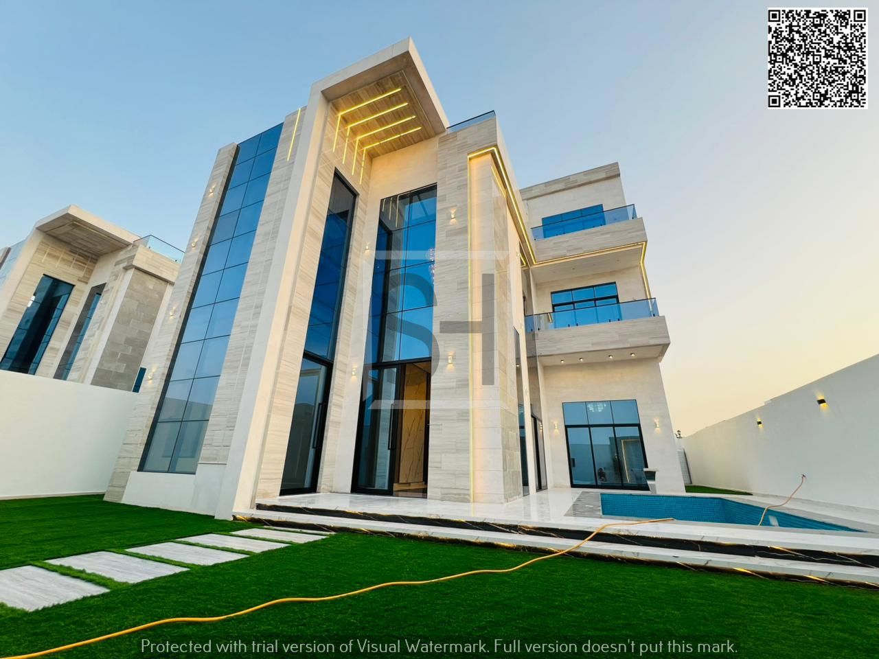 Villa for sale opposite a garden, including registration fees, electricity, water and air conditioning.