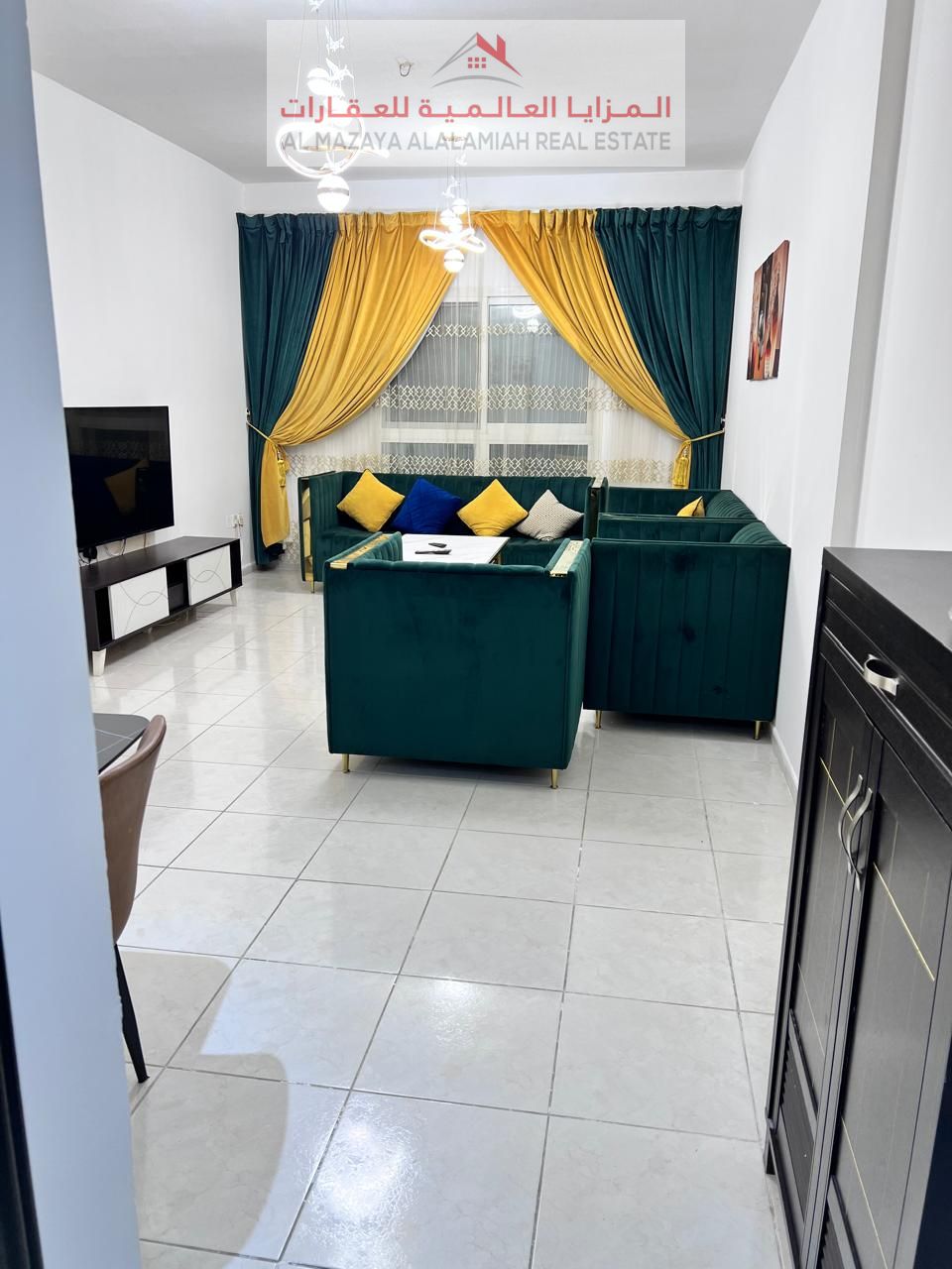 For monthly rent - One bedroom apartment with living room and 2 bathrooms, fully furnished in Al Taawun