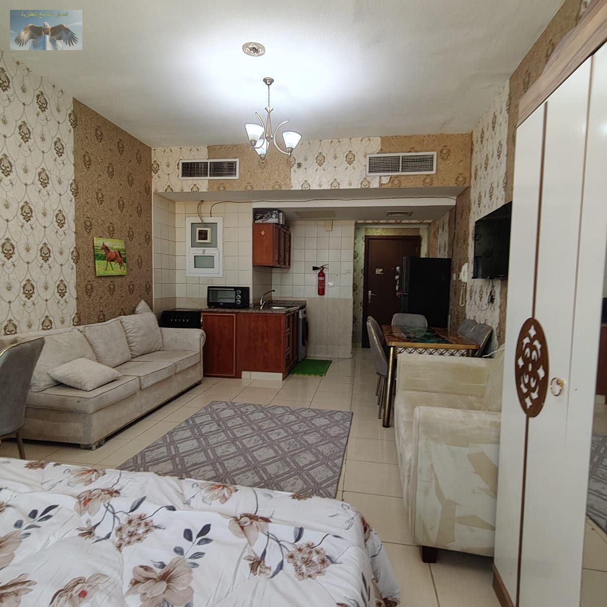 The most beautiful furnished studio in Ajman with free parking + swimming pool + free gym, all bills and internet included