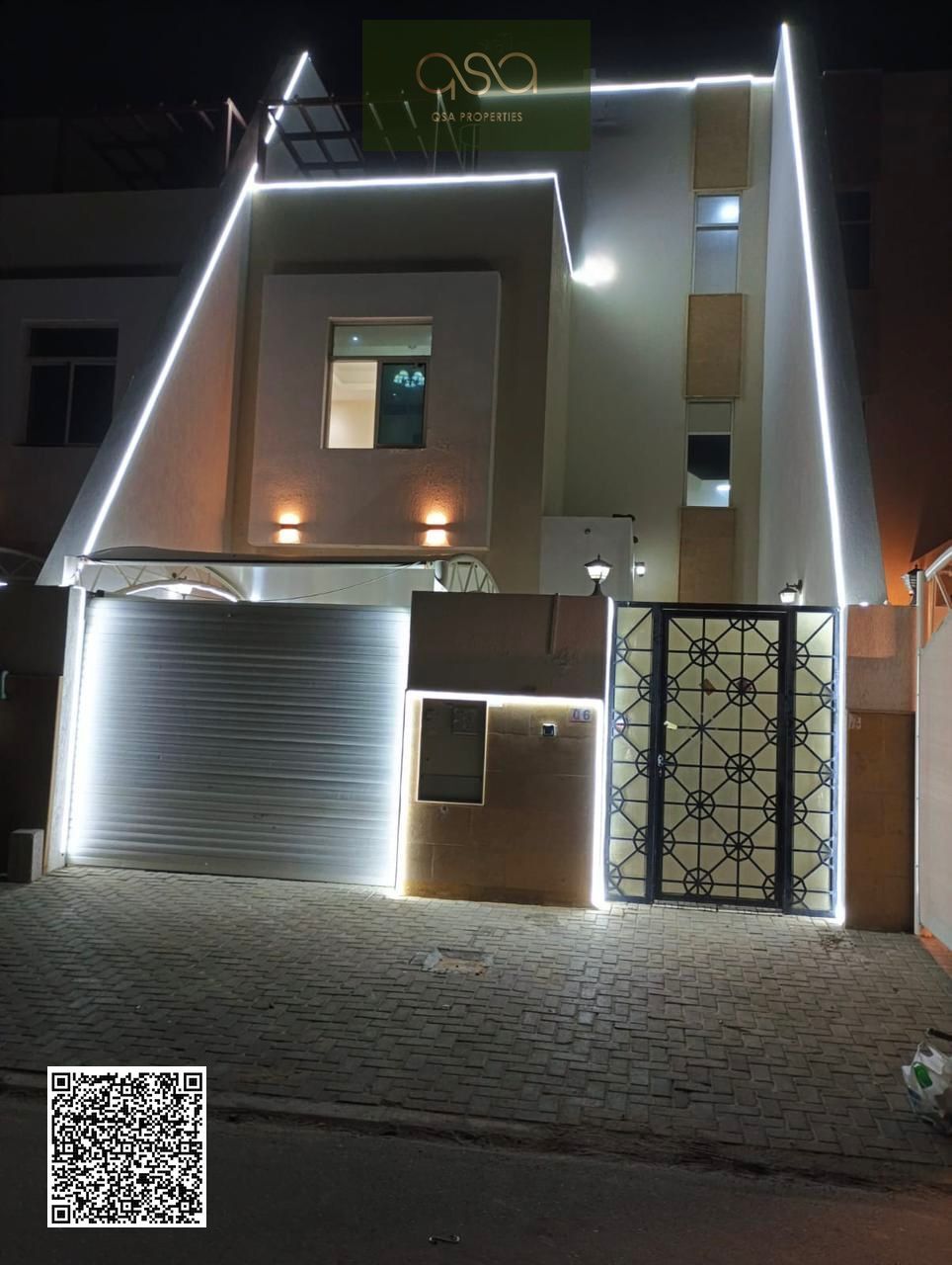 An architectural masterpiece at an incredible price, including electricity, water, and air conditioning, opposite a mosque. Ready to move in or invest