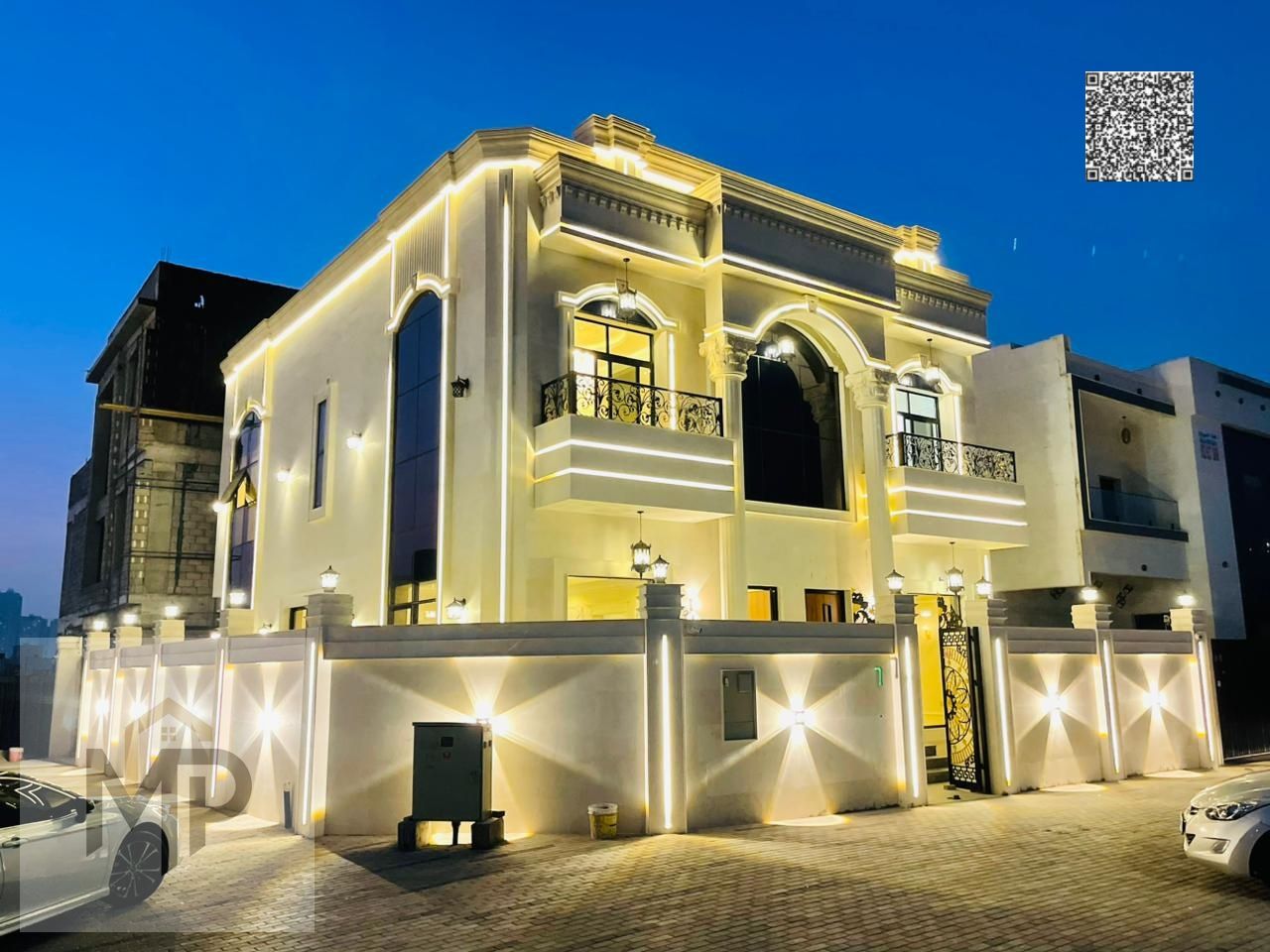 You own a corner villa, including registration fees, on a main street and close to all services