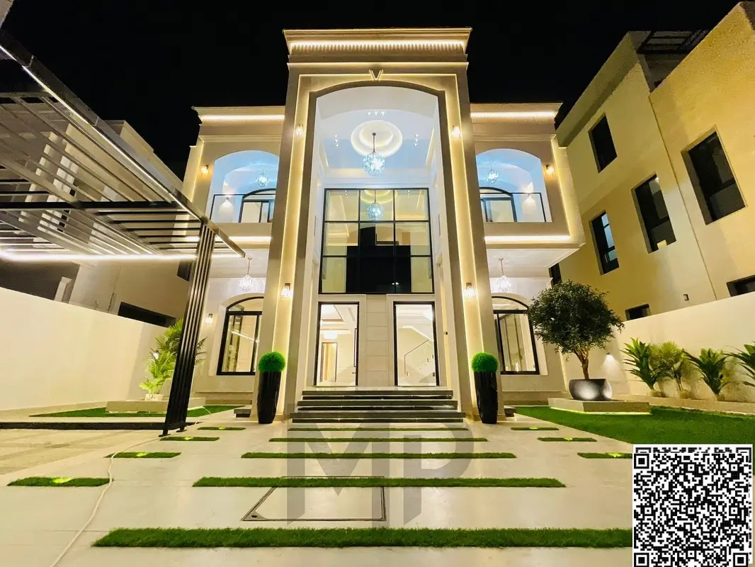 A distinctive classic-style villa for sale – two floors and a rooftop with central air conditioning. Strategically located directly on Sheikh Mohammed